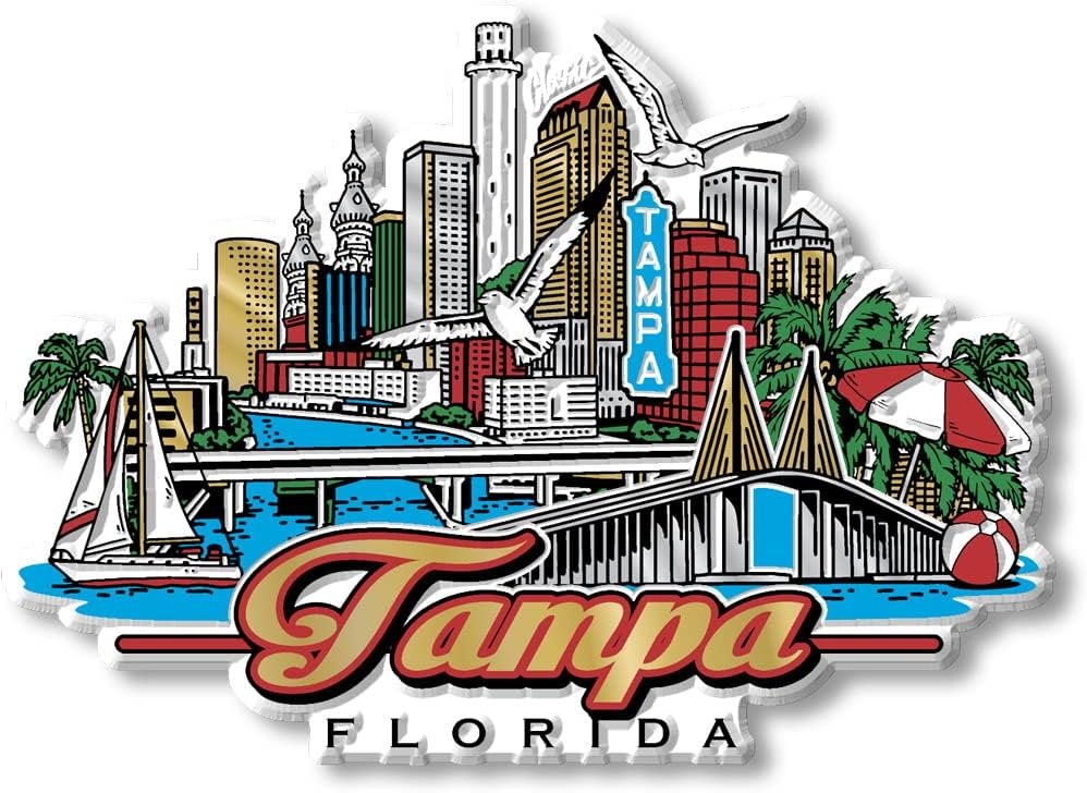 wholesale tampa, florida city magnet by classic magnets, collectible souvenirs made in the usa, 4.2