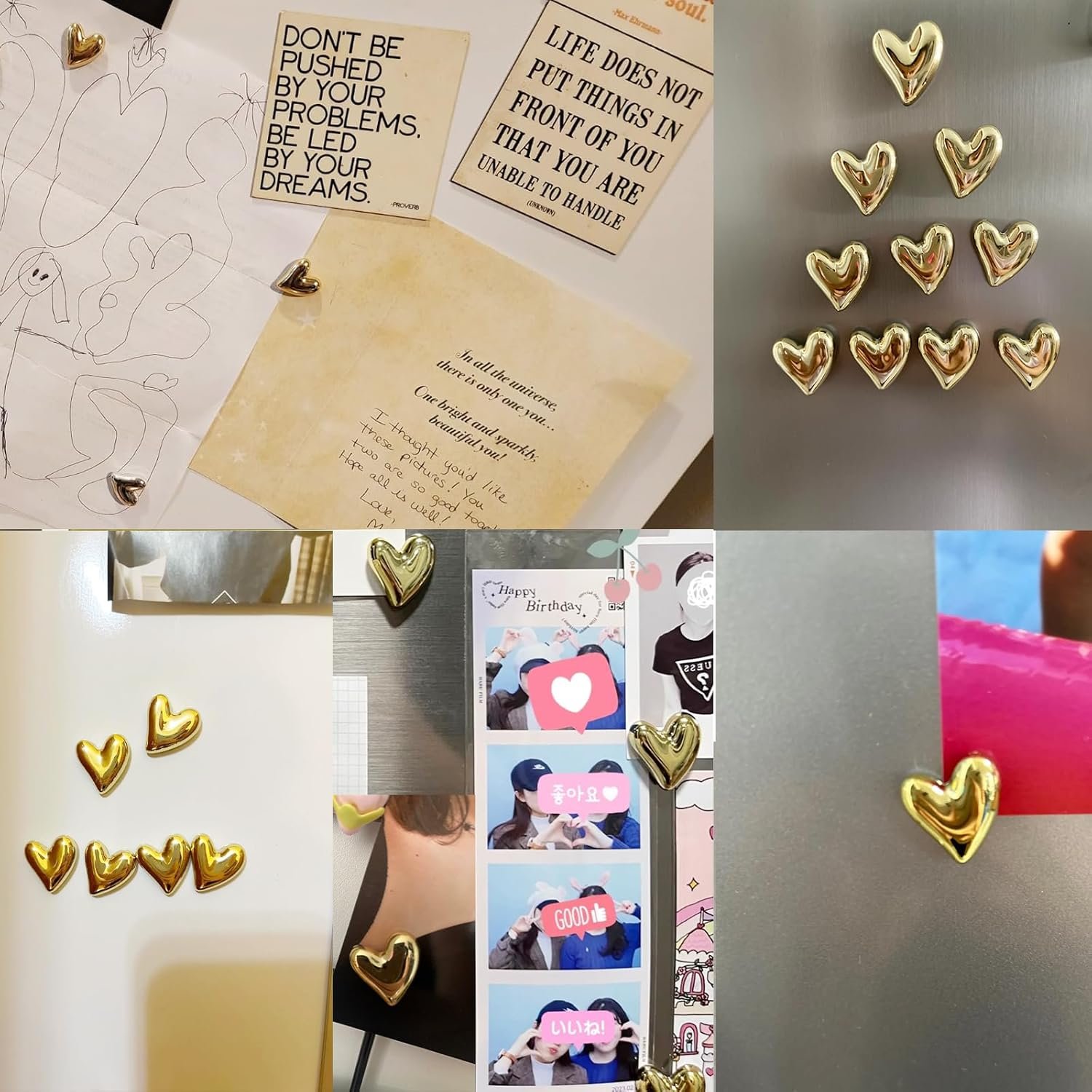 wholesale 12pcs refrigerator magnets gold magnets for fridge 0.83in small love heart cute decorative magnet set for home kitchen office whiteboard decor factory & supplier oem
