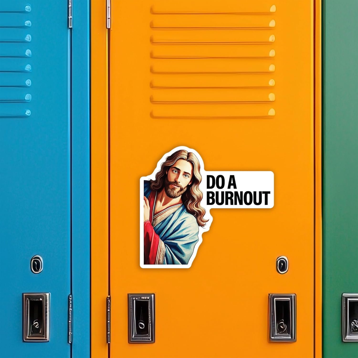 wholesale do a burnout magnet – 5 inch uv printed funny jesus car meme – indoor outdoor fridge magnet for garage, locker, or man cave decor - kcm0215 factory & supplier oem