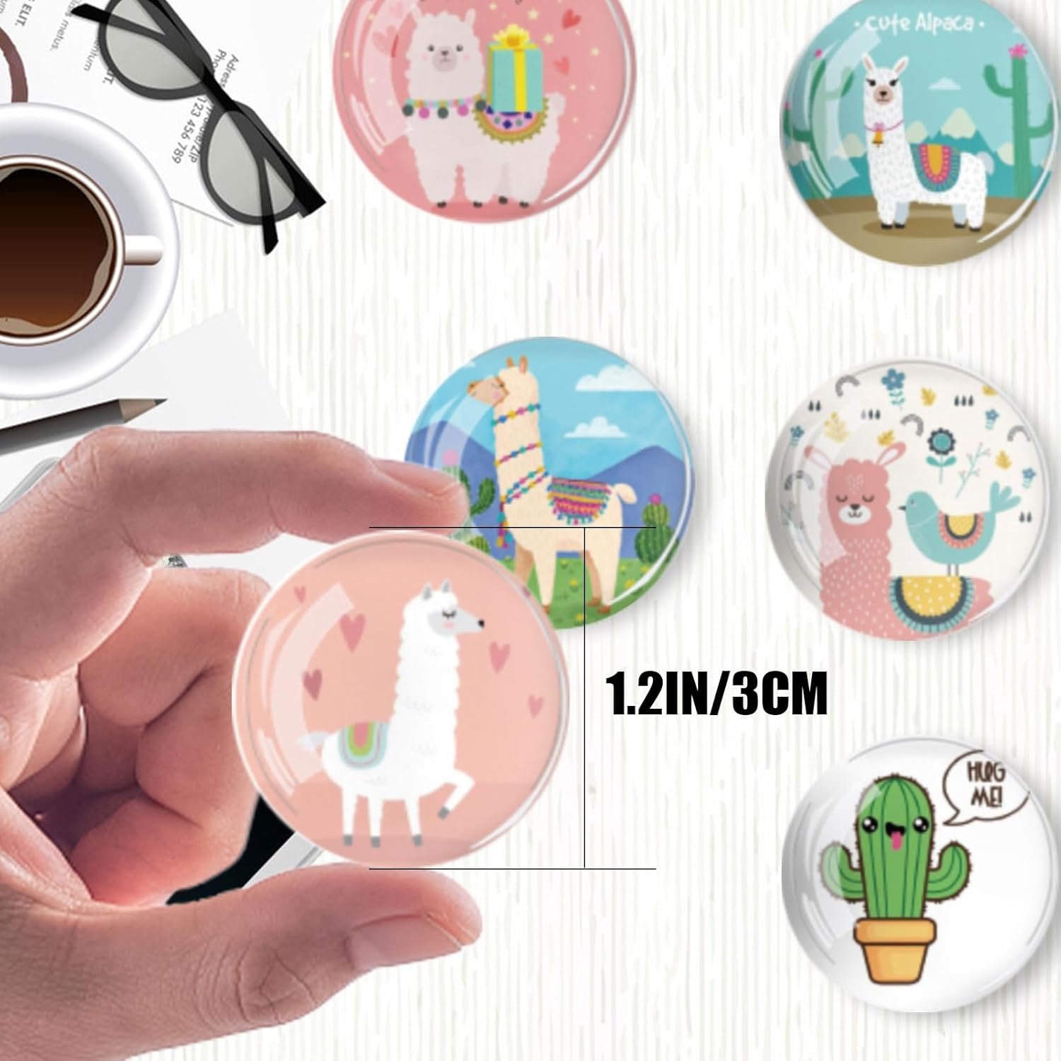 wholesale strong glass refrigerator stickers,12pcs magnets for fridge,funny fridge magnet shape,cute small tiny magnet for kitchen whiteboard door decorative (llama refrigerator stickers) factory & supplier oem