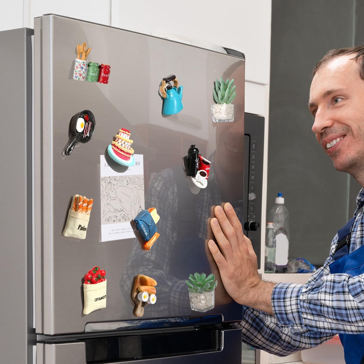 wholesale 12pcs food fridge magnets for fridge fun cute magnet refrigerator stickers for kitchen magnet decorative strong resin magnets home decor office factory & supplier oem