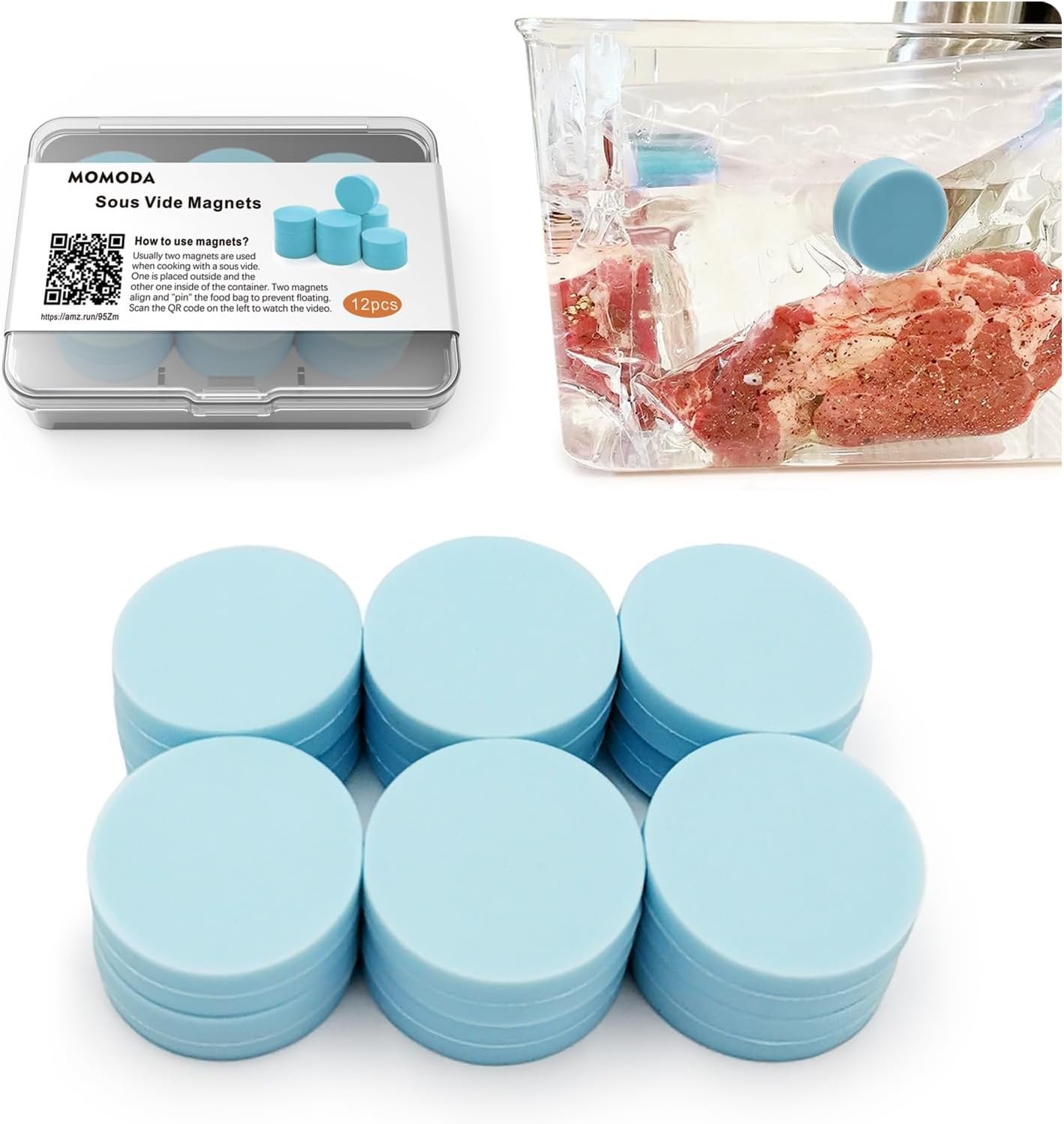 wholesale momoda sous vide magnet clips - ensure perfectly cooked meals with these food grade silicone-coated sous vide magnets! keep bags submerged & prevent floating - pack of 12 factory & supplier oem