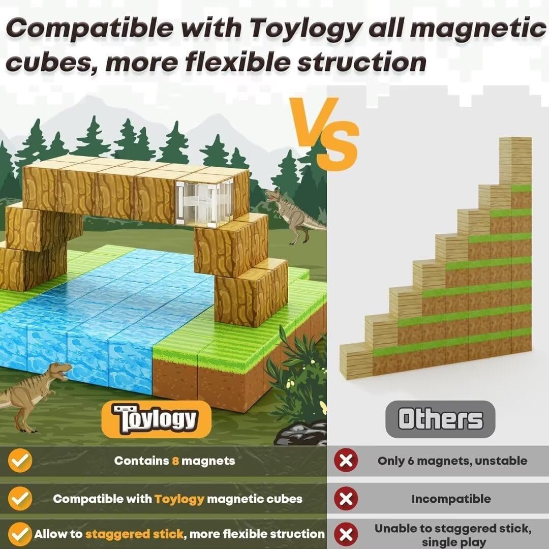 wholesale magnetic blocks-build mine magnet world edition, magnetic toys for boys & girls age 3-4 4-5 6-8,stem montessori sensory toys for toddlers gifts for 3+ years old,48pcs fidget 1