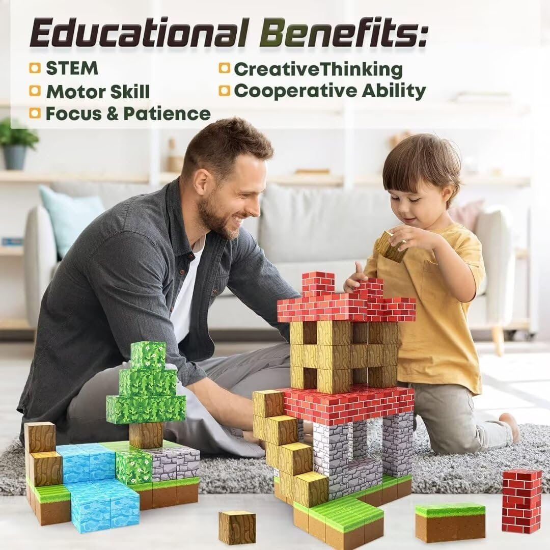 wholesale magnetic blocks-build mine magnet world edition, magnetic toys for boys & girls age 3-4 4-5 6-8,stem montessori sensory toys for toddlers gifts for 3+ years old,48pcs fidget 1