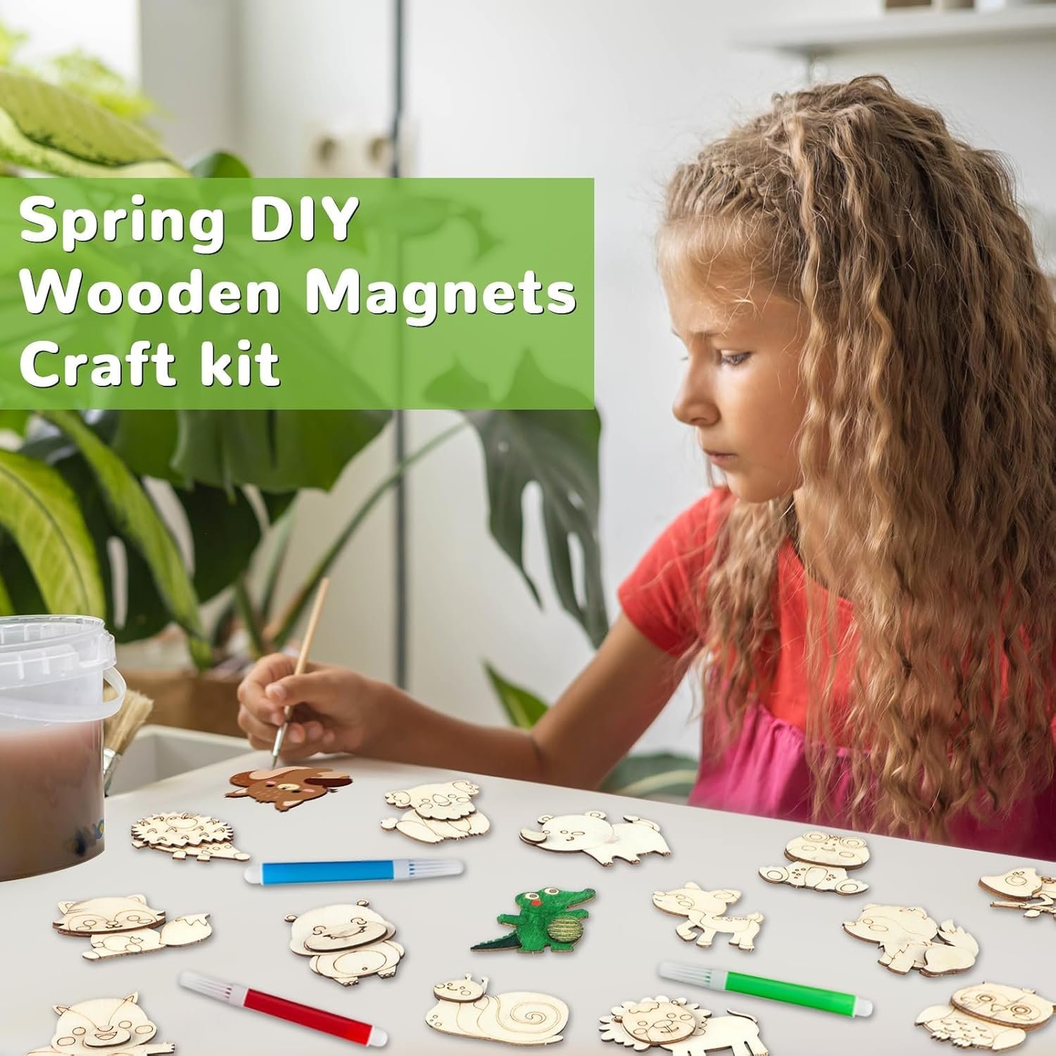 wholesale gisgfim 36pcs wooden magnet painting craft kit diy wooden magnets coloring arts crafts for kids ages 4-8 8-12 for birthday party gifts toys jungle animal creativity supplies party favors factory & supplier oem