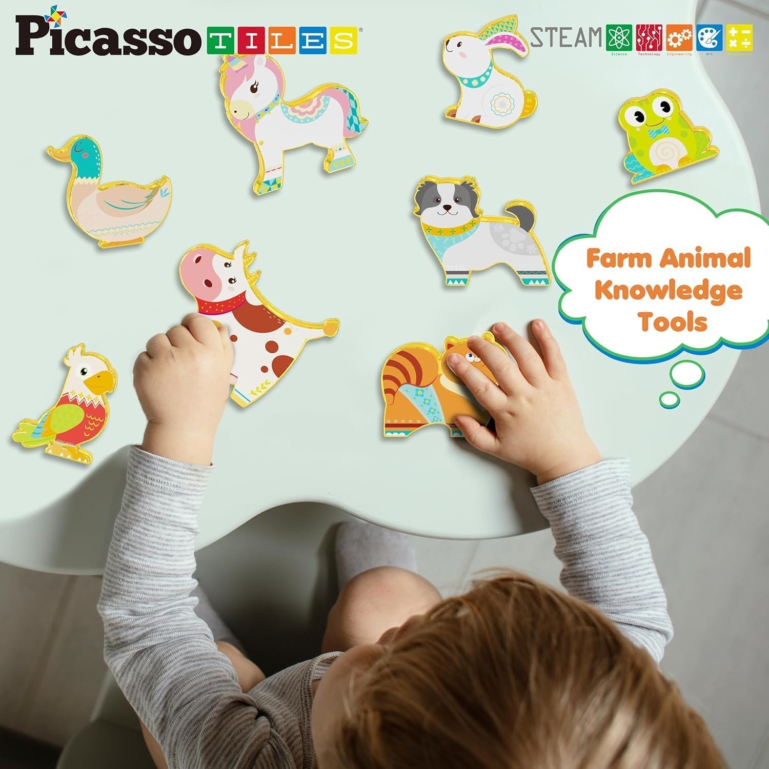 wholesale picassotiles magnet tile building blocks 8 magnetic farm animal action figures characters construction tiles compatible pretend play preschool toy stem education learning girls boys ages 3+ pta27 factory & supplier oem
