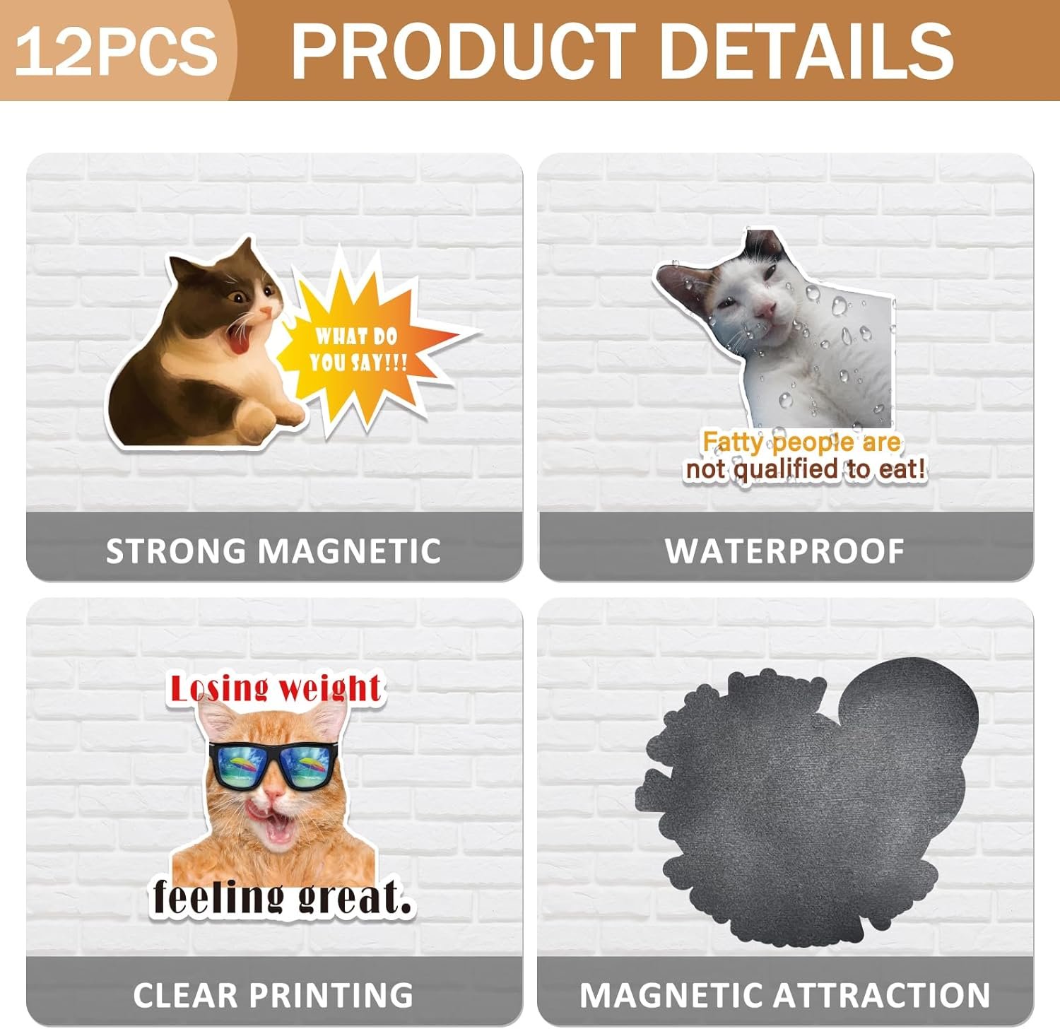 wholesale funny cat meme fridge magnets - 12 pcs cute animals words fun magnetic for home computer school whiteboard locker, cat meme refrigerator magnets decorations gifts for boys girls adult accessories factory & supplier oem
