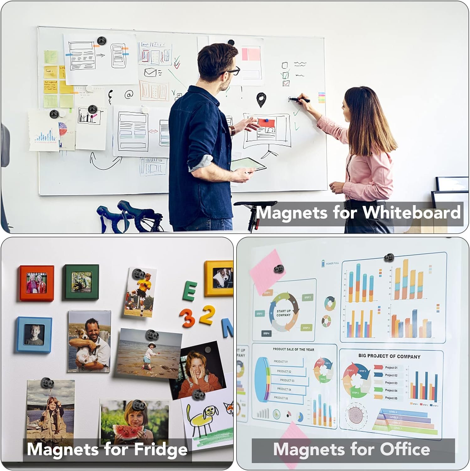 wholesale lovimag 12pcs black fridge magnets, small and strong magnets for whiteboard, office, classroom, map, kitchen factory & supplier oem