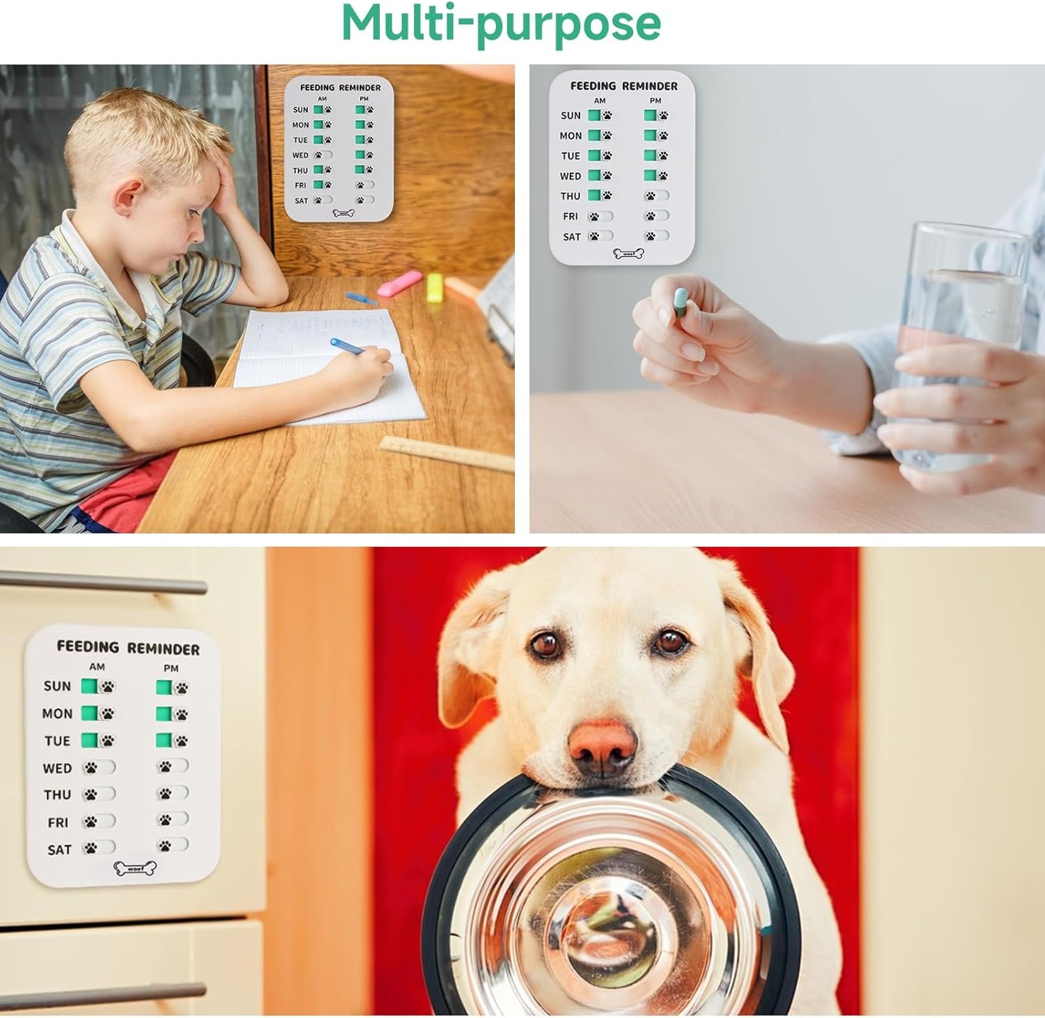 wholesale yauyik dog feeding reminder, magnetic reminder sticker, am/pm daily indication chart feed your pets, fridge magnets and double sided tape, helps you to track pet feeding & medication (white) factory & supplier oem