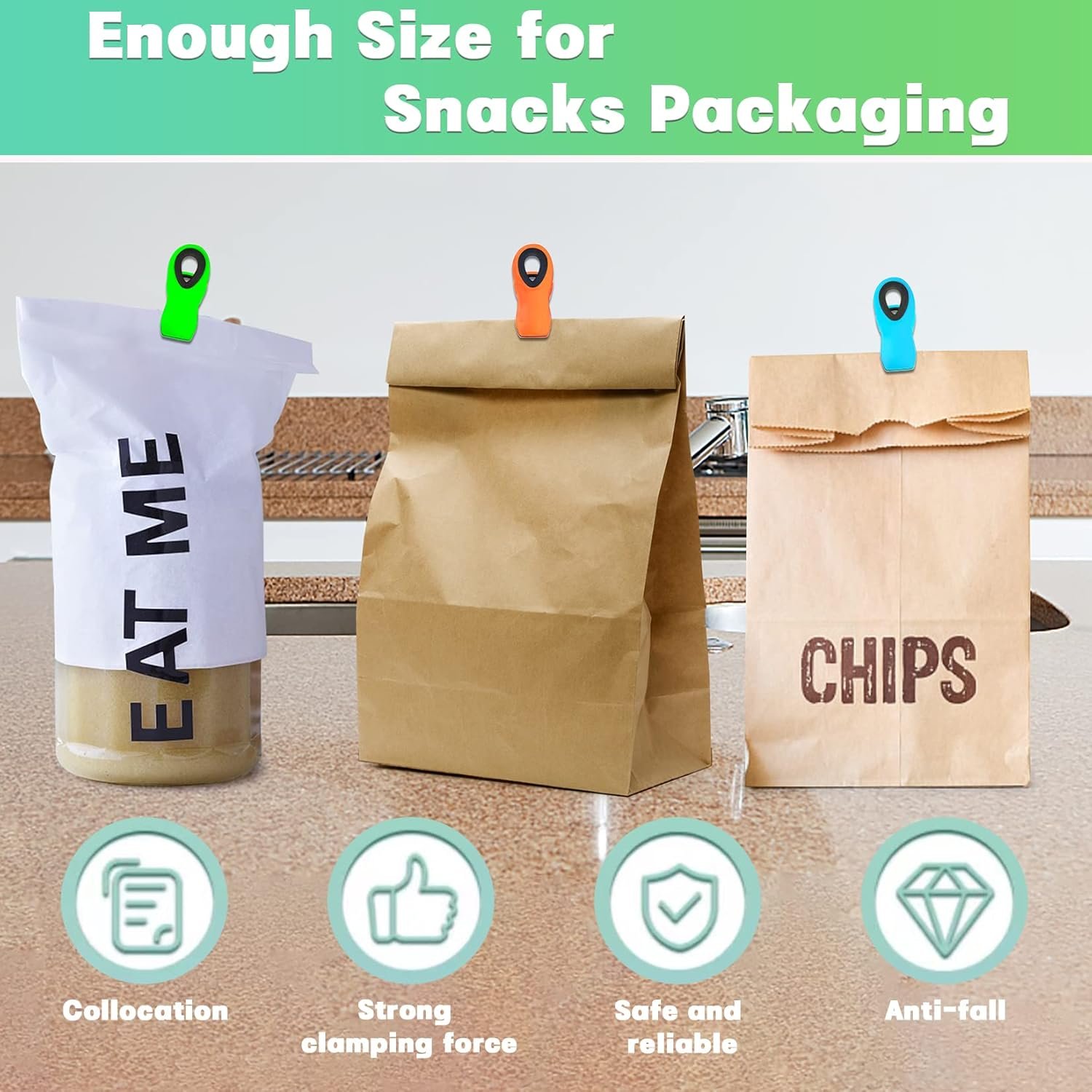 wholesale vndueey 12 pack magnetic chip clips for food packages, kitchen clips with magnet for refrigerator, plastic assorted colors for food storage factory & supplier oem
