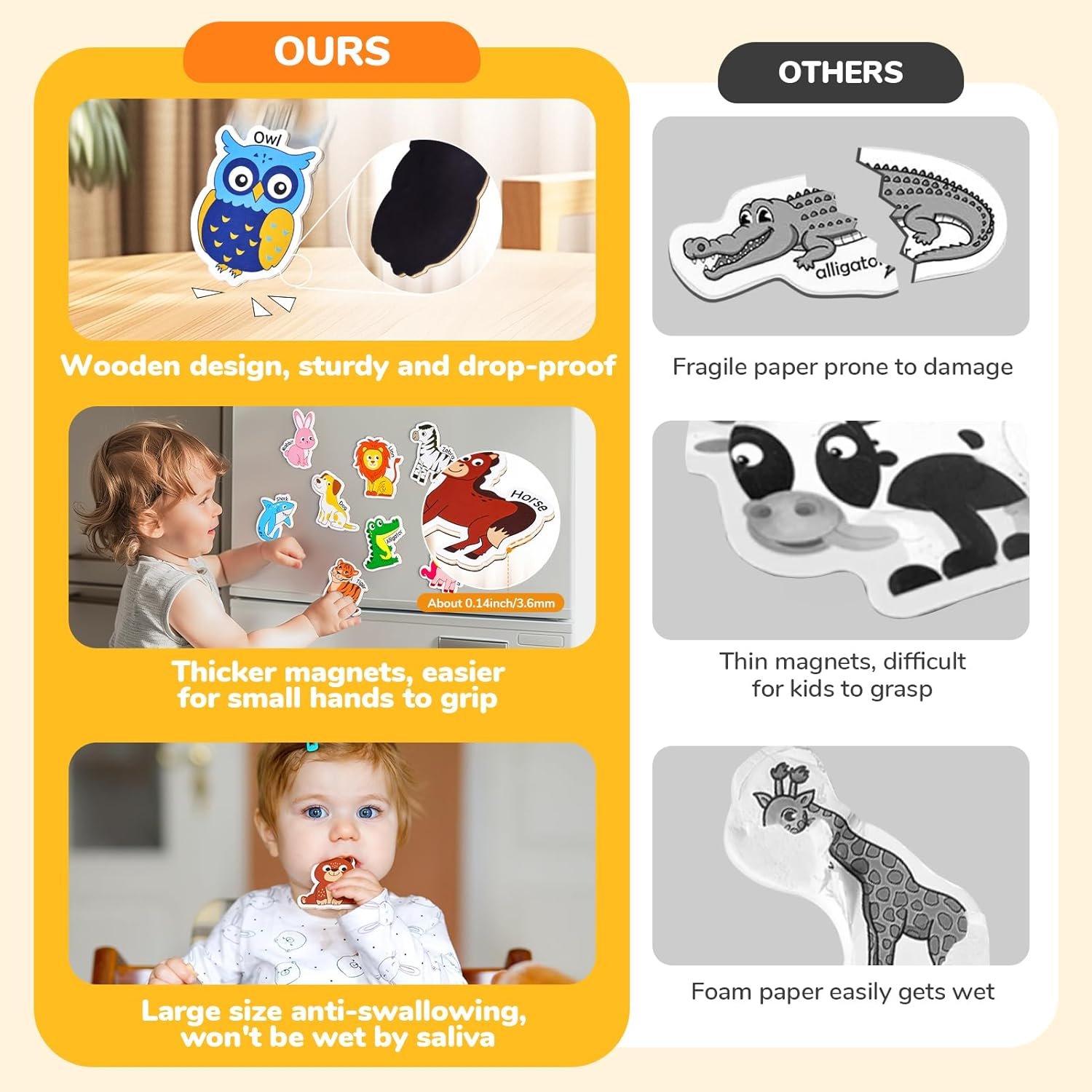 wholesale joycat wooden magnets for kids – 26 cute a-z animals fridge magnets for toddlers, large magnetic animal refrigerator toys, fun educational learning gifts for toddlers 2 3 4 5 years old factory & supplier oem