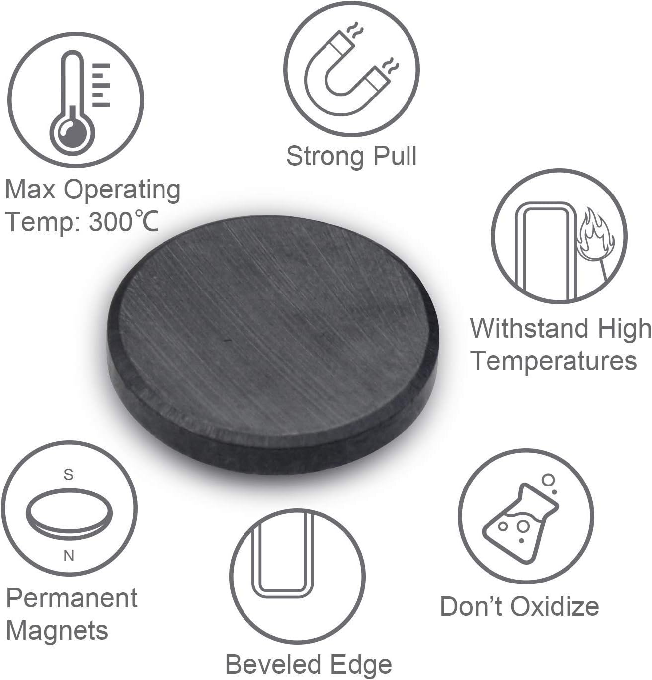wholesale premium 30 pcs black small magnets | 10x2.6 mm round brushed refrigerator magnets for kitchen | mini rare earth decorative magnets for crafts, notes & office whiteboard factory & supplier oem