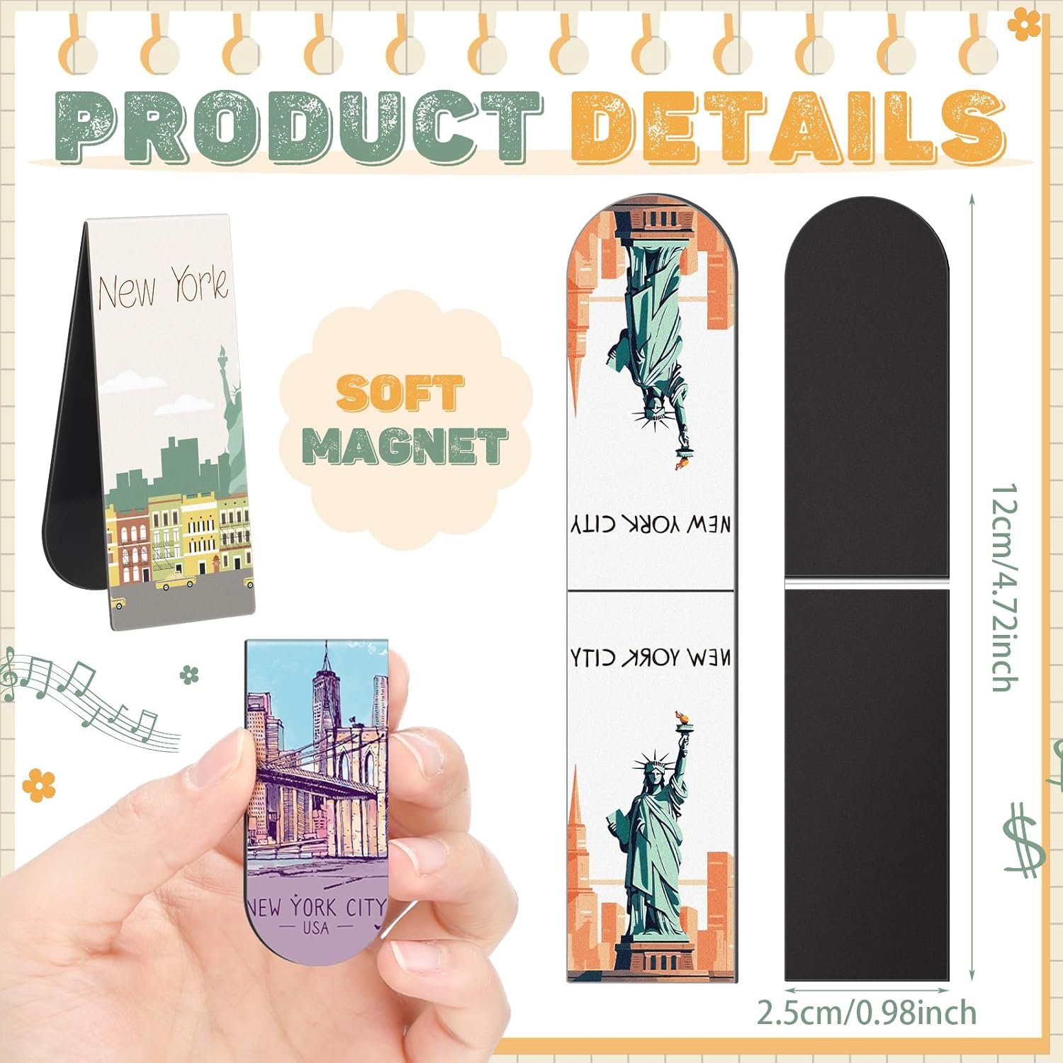 wholesale 60 pcs traveling city magnetic bookmarks new york florida city bookmark nyc florida gifts usa city souvenirs for new york florida traveler party gifts office supplies (new york) factory & supplier oem