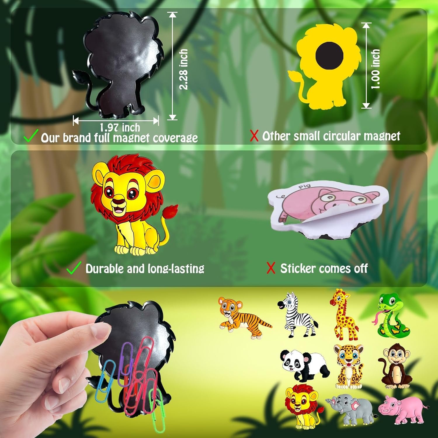 wholesale fridge magnets for toddlers,jungle animal refrigerator magnets for kids,safari fridge magnetic,baby learning magnet educational toys gift for whiteboard factory & supplier oem