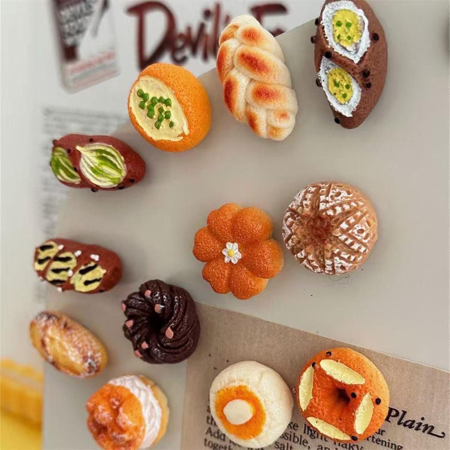 wholesale 12 pcs cute food bread fridge magnet, 3d resin cute food fridge magnets for home decor, fun magnet for refrigerator whiteboard, kitchen decoration gifts, kids gift factory & supplier oem