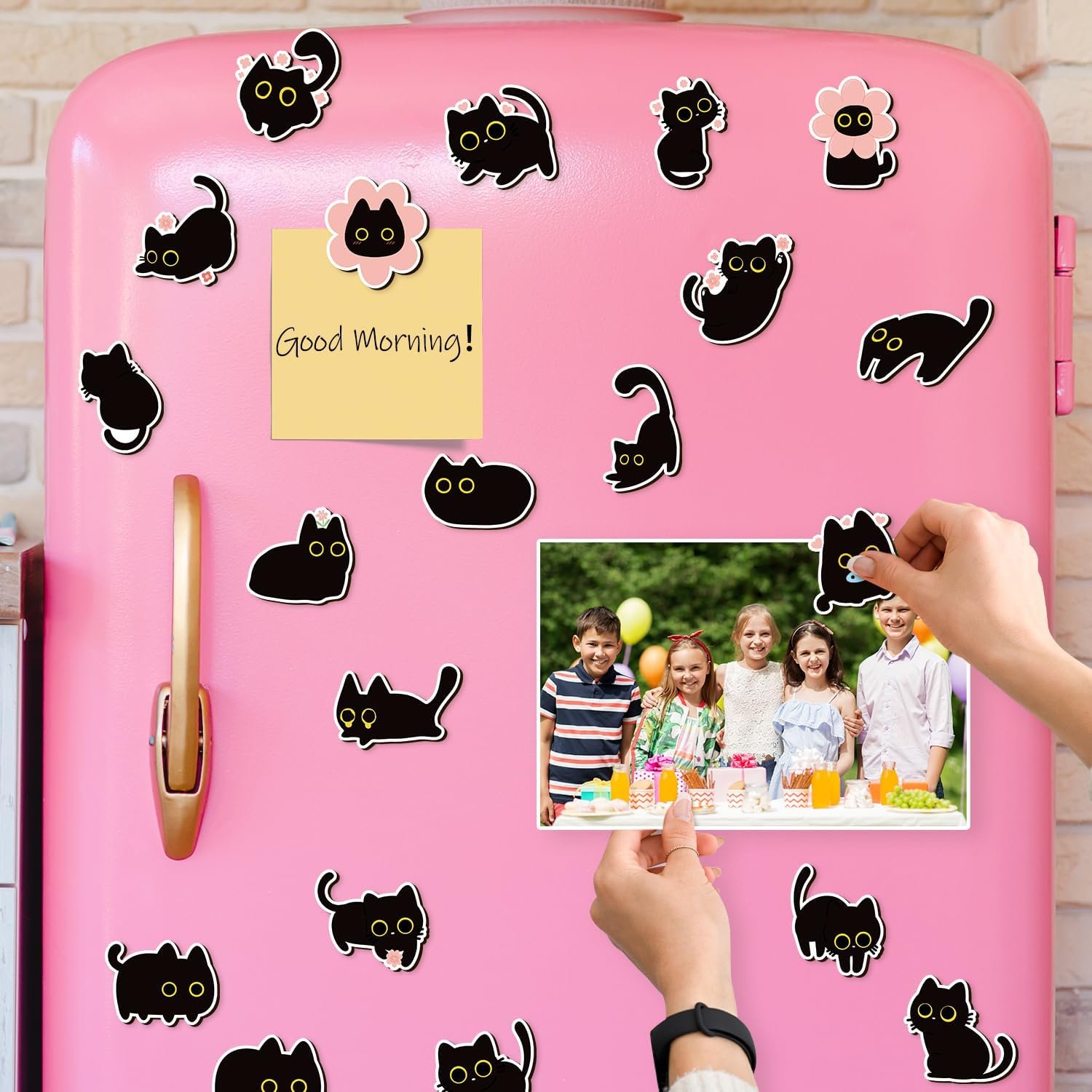wholesale mallmall6 25pcs cute black cat fridge magnets, gift for cat lover, funny refrigerator magnetic sticker decor accessories with flower bread fish for home kitchen office locker mailbox door factory & supplier oem