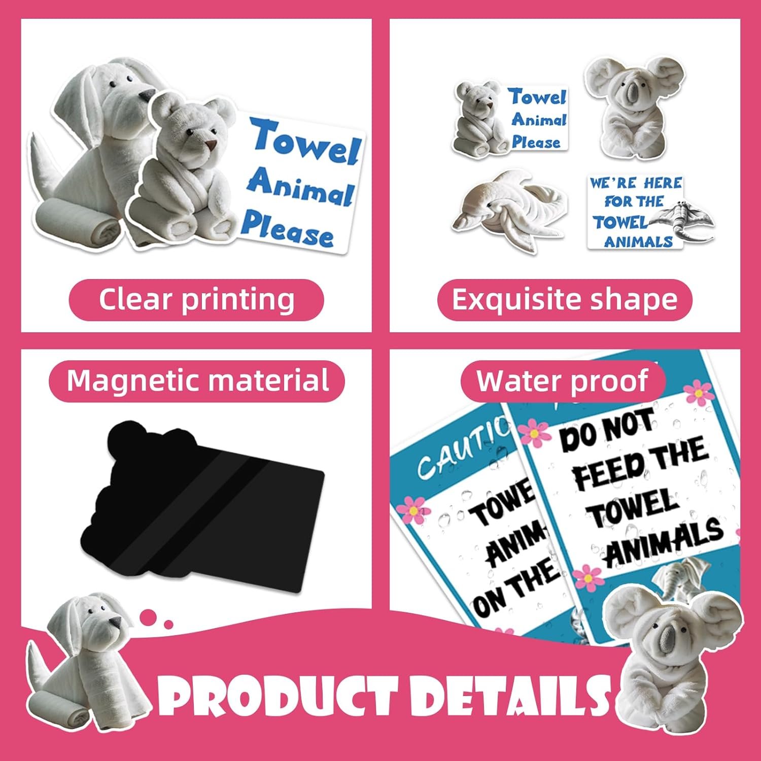 wholesale 10 pcs cruise door decorations magnetic - towel animal magnets, fun carnival cruise door magnets for cruise ship cabin door, refrigerator, car decor factory & supplier oem