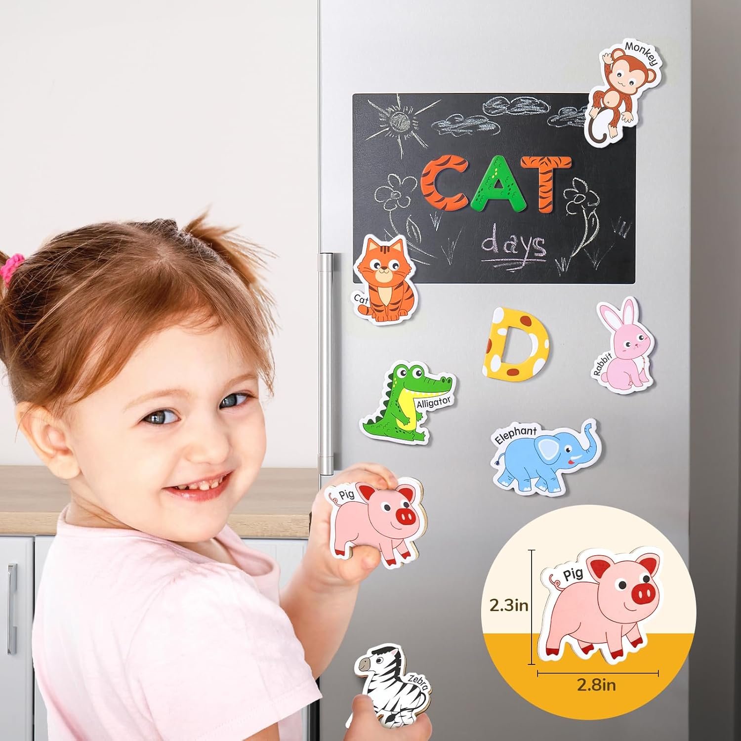wholesale joycat wooden fridge magnets for toddlers – 26 cute animals & uppercase letters, large refrigerator abc alphabet magnets set for kids, preschool learning spelling alphabet gifts toy for ages 2+ factory & supplier oem