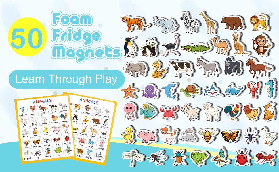 wholesale animal magnets, 50 pcs fridge magnets for kids, refrigerator magnets for toddlers farm animals wild zoo sea ocean animals educational learning magnetic toys for whiteboard baby preschool factory & supplier oem