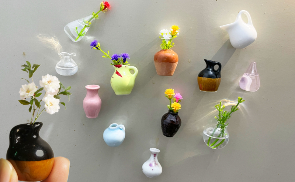 wholesale mini buds vases magnets for fridge,mini ceramics flowers pot refrigerator magnets funny 3d vases plants diy decoration office kitchen accessories (6pcs) factory & supplier oem