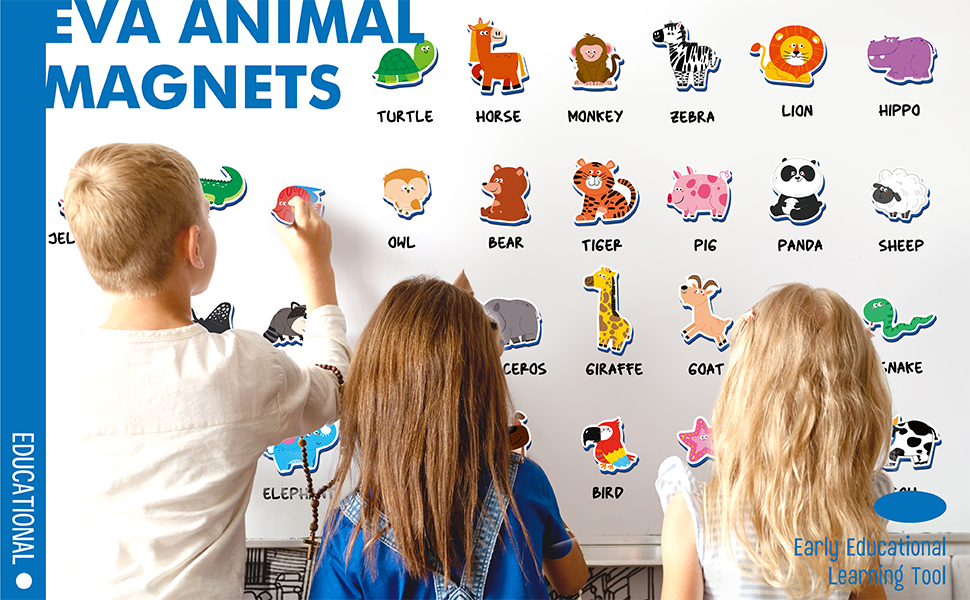 wholesale 35 pcs animal magnets, adorable magnetic animal -wild animal, farm animal & marine animal-thick foam refrigerator magnets cute educational learning toys for kids 3+ factory & supplier oem