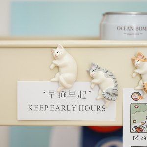 wholesale cat refrigerator magnets, 6 lying cat fridge magnets cute, mini kawaii decorative magnet for home kitchen with strong magnetic, funny/novelty chubby kitten refrigerator magnets factory & supplier oem