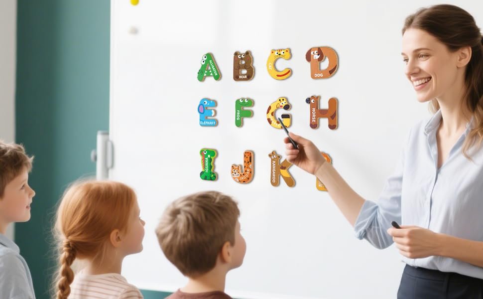 wholesale magnetic alphabet fridge magnets with colorful animal designs for toddlers & kids ages 3-5 - great for home and classroom letter recognition & spelling practice - ideal preschool gift factory & supplier oem