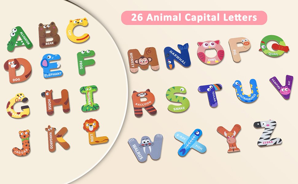 wholesale magnetic alphabet letters for toddlers & kids - 26 colorful animal-themed fridge magnets for early spelling & letter recognition. perfect preschool gift for ages 3-5, ideal for home & classroom factory & supplier oem