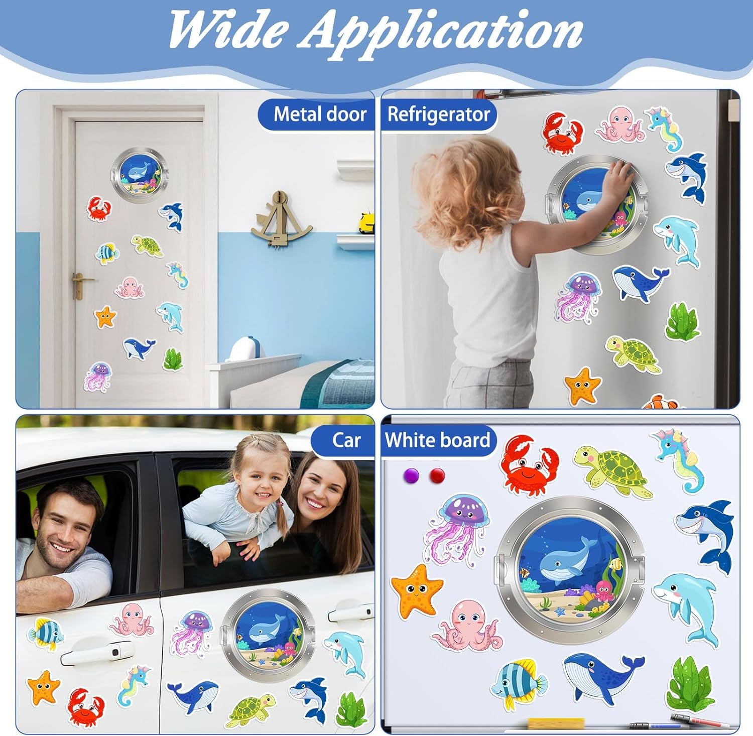 wholesale blosssound 12 pcs ocean cruise door decorations magnetic sea animal cruise door magnets under the sea magnets decor refrigerator magnetic decals for ocean underwater marine life party fridge car factory & supplier oem