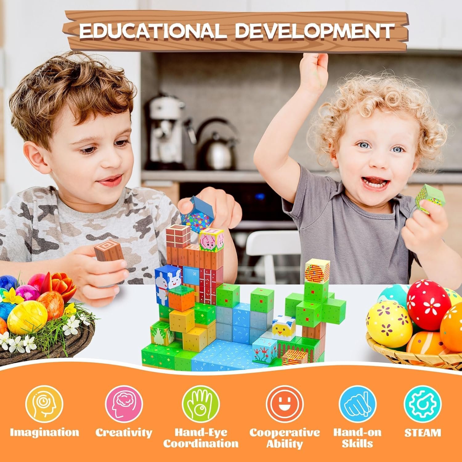 wholesale magnetic blocks-120pcs farm magnetic building blocks,stem montessori sensory toys for toddlers kids boys girls ages 3-5 4-8 5-7,magnets toy for toddler 3+ year old factory & supplier oem
