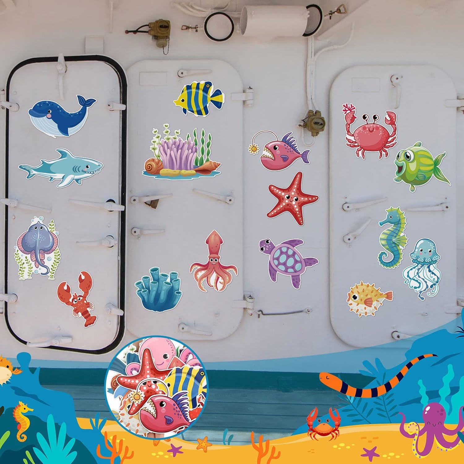 wholesale 24 pcs ocean cruise door decorations magnetic sea animal car magnets fish fridge magnets for door animal turtle crab magnet stickers for car (sea animals) factory & supplier oem