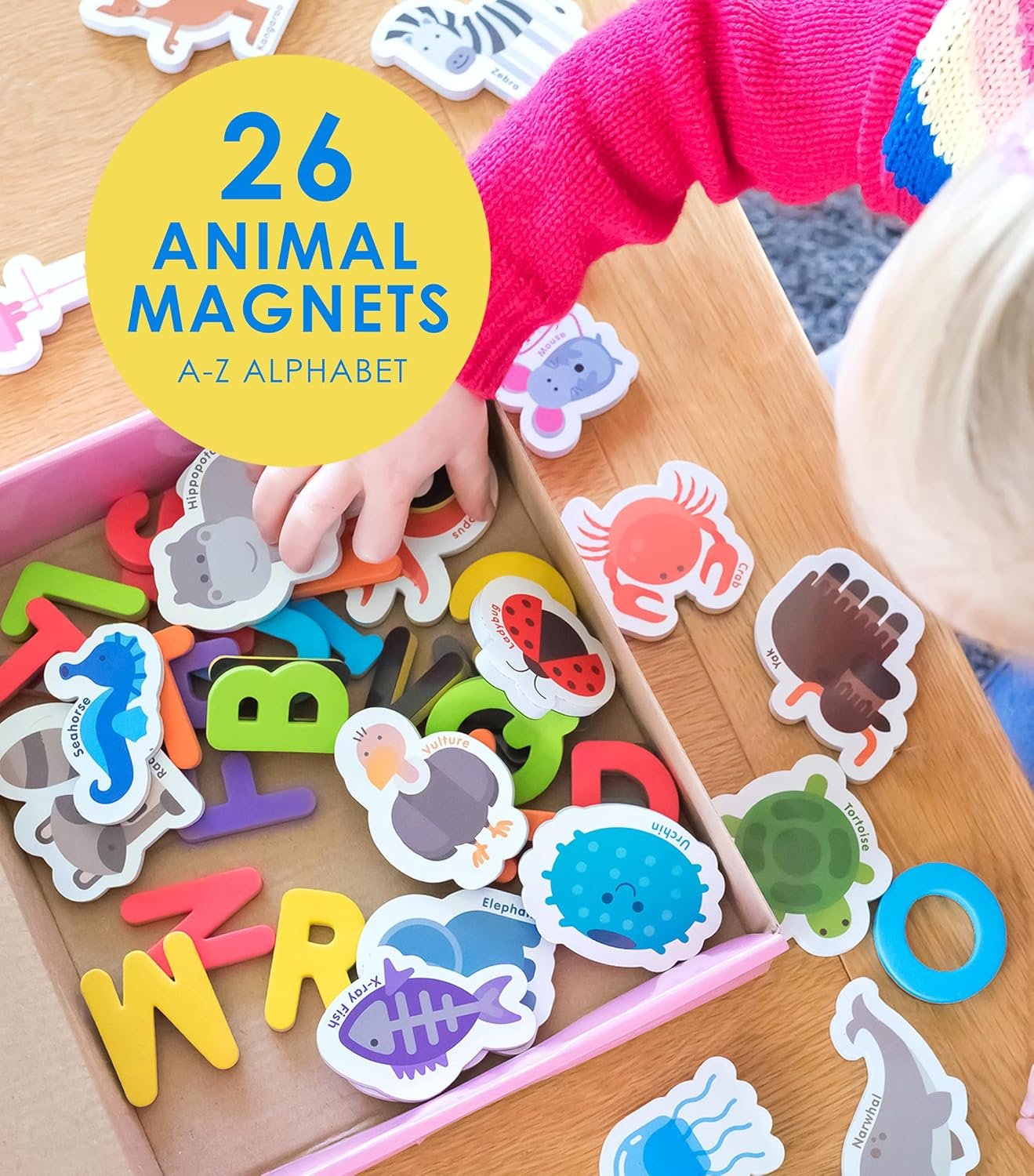 wholesale curious columbus toddler magnets – animal fridge magnets for kids | 52 refrigerator magnets with 26 animals + 26 abc magnetic letters | foam alphabet learning set for toddlers factory & supplier oem