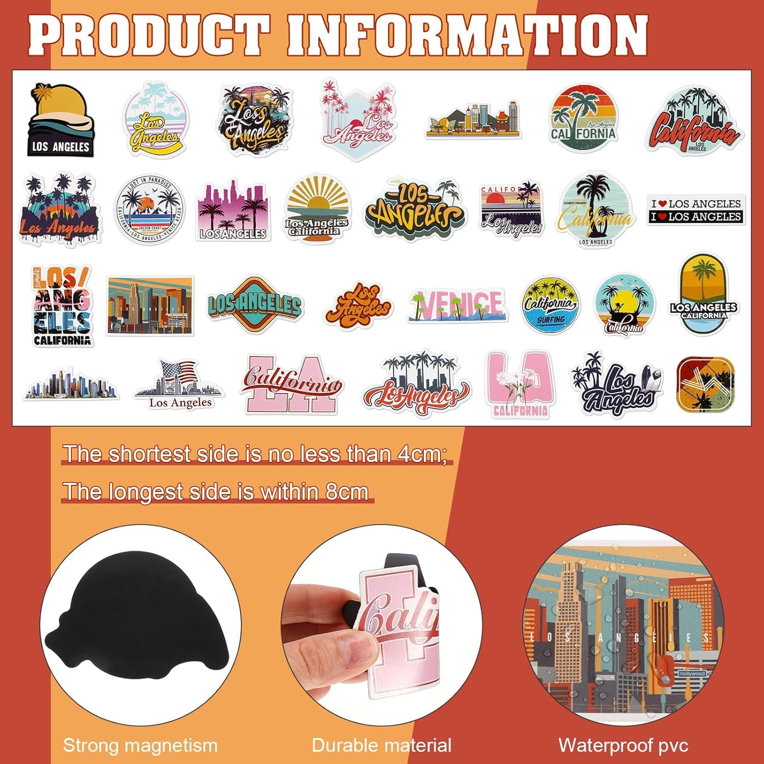 wholesale konohan 30 pcs los angeles souvenirs gifts los angeles magnet for refrigerator city magnetic fridge stickers for home decoration factory & supplier oem