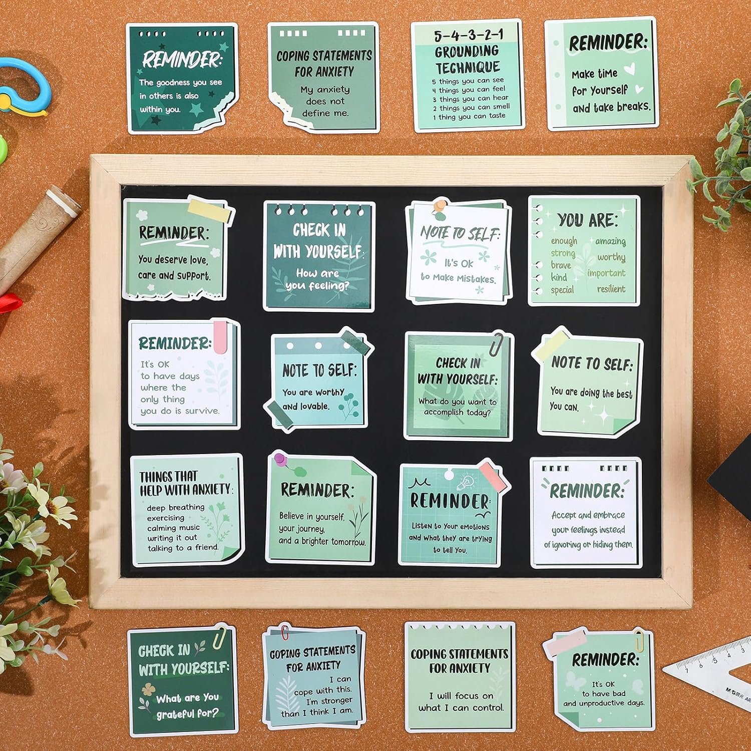 wholesale 20 pcs mental health magnets motivational daily reminders magnets with positive affirmations mental health awareness items for lockers, fridges, home, office, and classroom use(green) factory & supplier oem