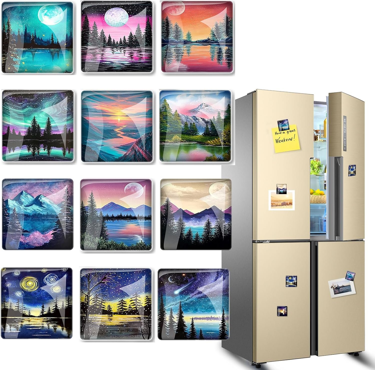 wholesale 12 pcs glass strong refrigerator magnets fridge, colorful square fridge magnets decorative for office whiteboard, cabinet, dishwasher, locker factory & supplier oem