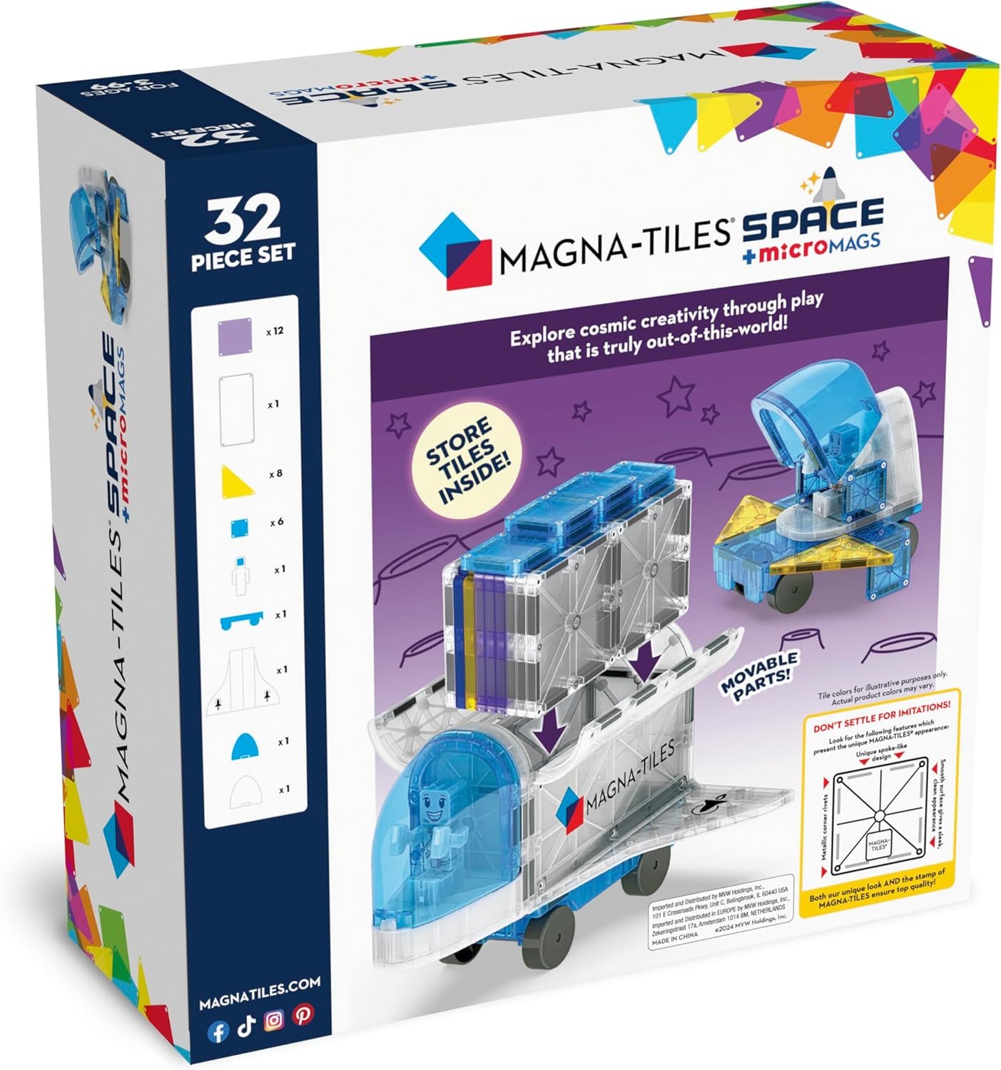 wholesale magna-tiles space 32-piece magnetic construction set, the original magnetic building brand factory & supplier oem