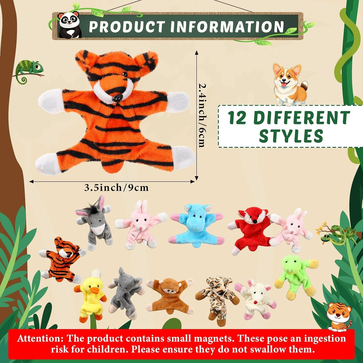 wholesale konohan 12 pcs animal magnets toy set for refrigerator plush magnet animals fridge magnet toys for kitchen fridge locker home office accessory factory & supplier oem