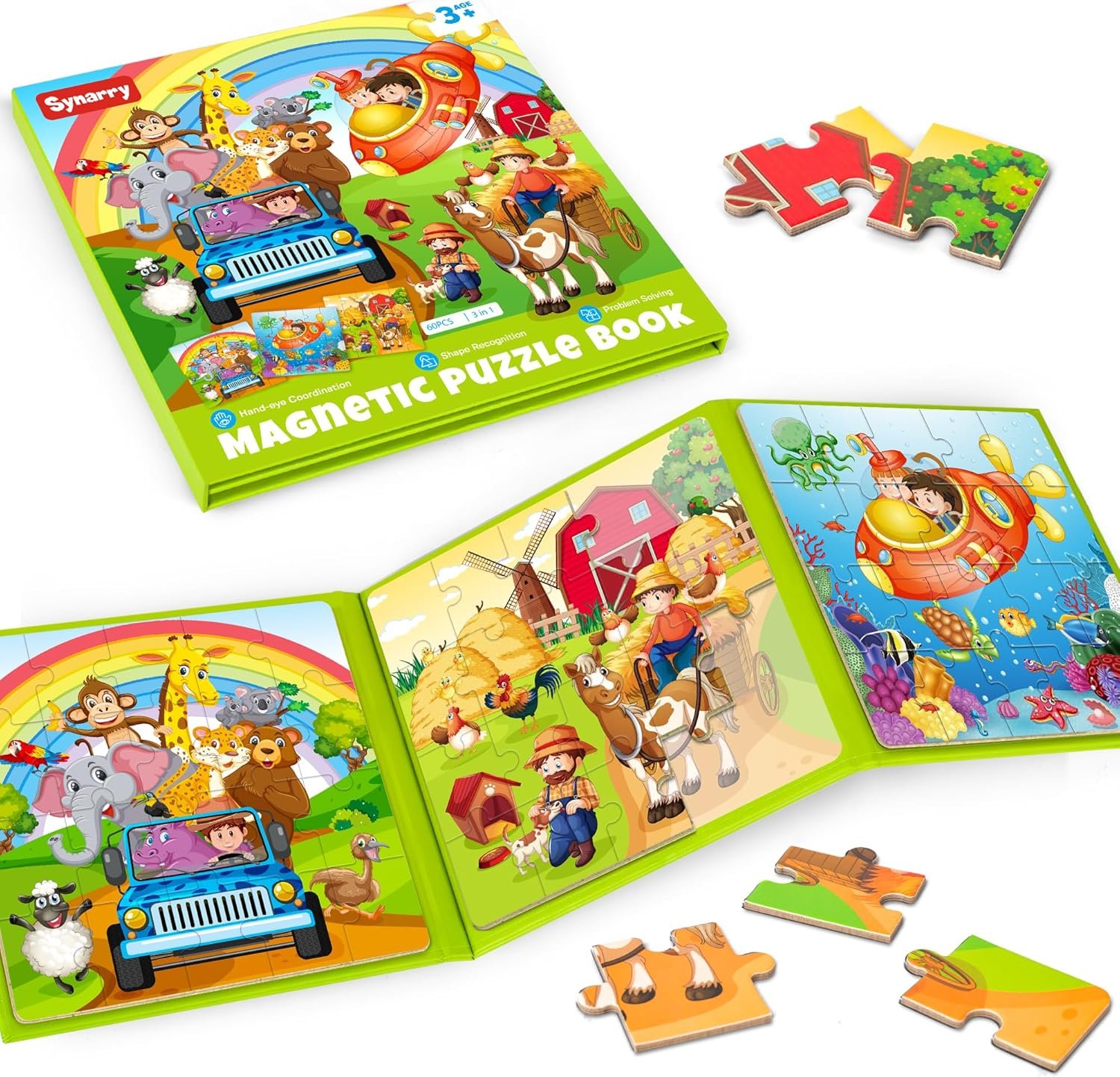 wholesale synarry magnetic puzzles for kids ages 3-5, 20 pieces toddler animal puzzles, children travel activity toys games for 3 4 5 6 years old kids boys girls in car airplane, learning magnet for road trip factory & supplier oem
