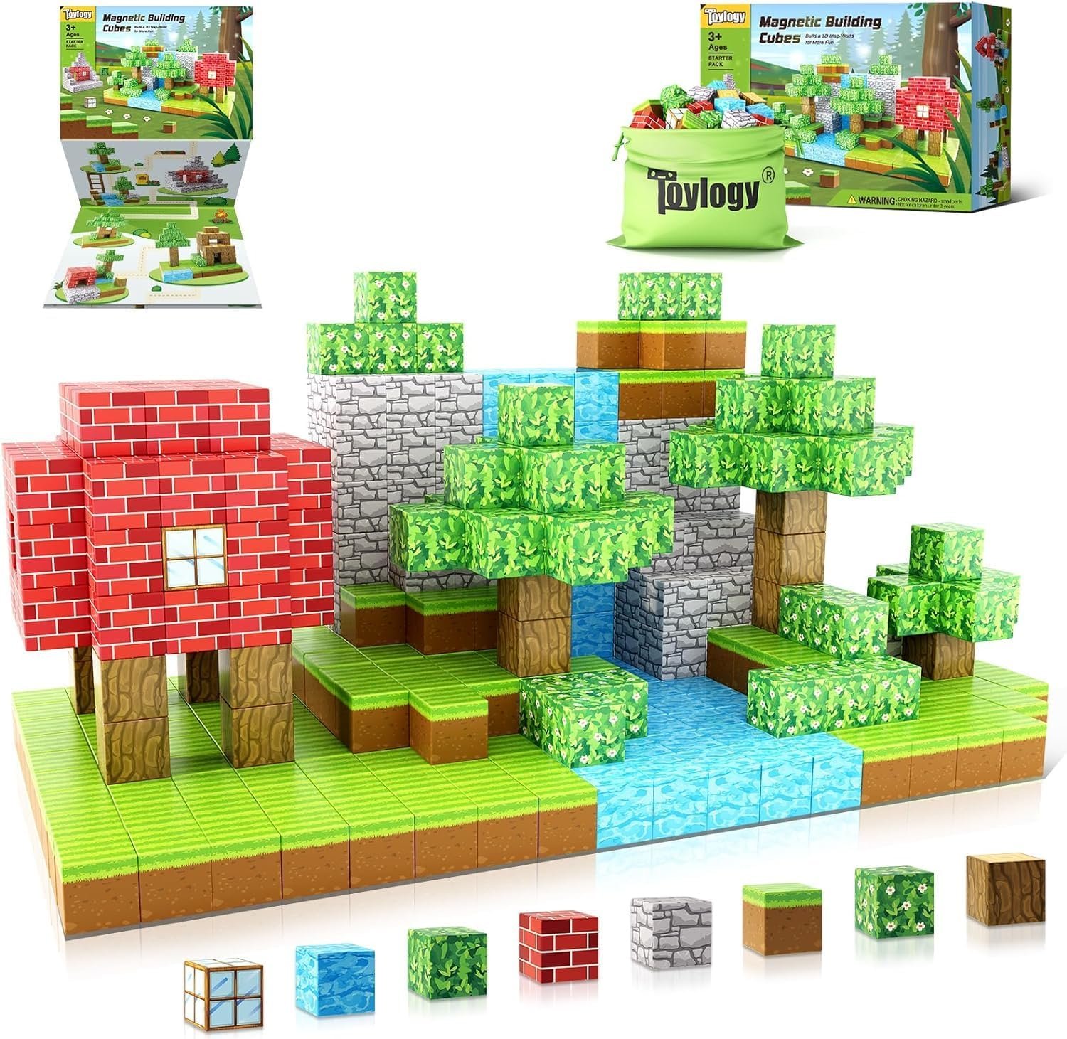 wholesale magnetic blocks-build mine magnet world edition, magnetic toys for boys & girls age 3-4 4-5 6-8,stem montessori sensory toys for toddlers gifts for 3+ years old,48pcs fidget 1