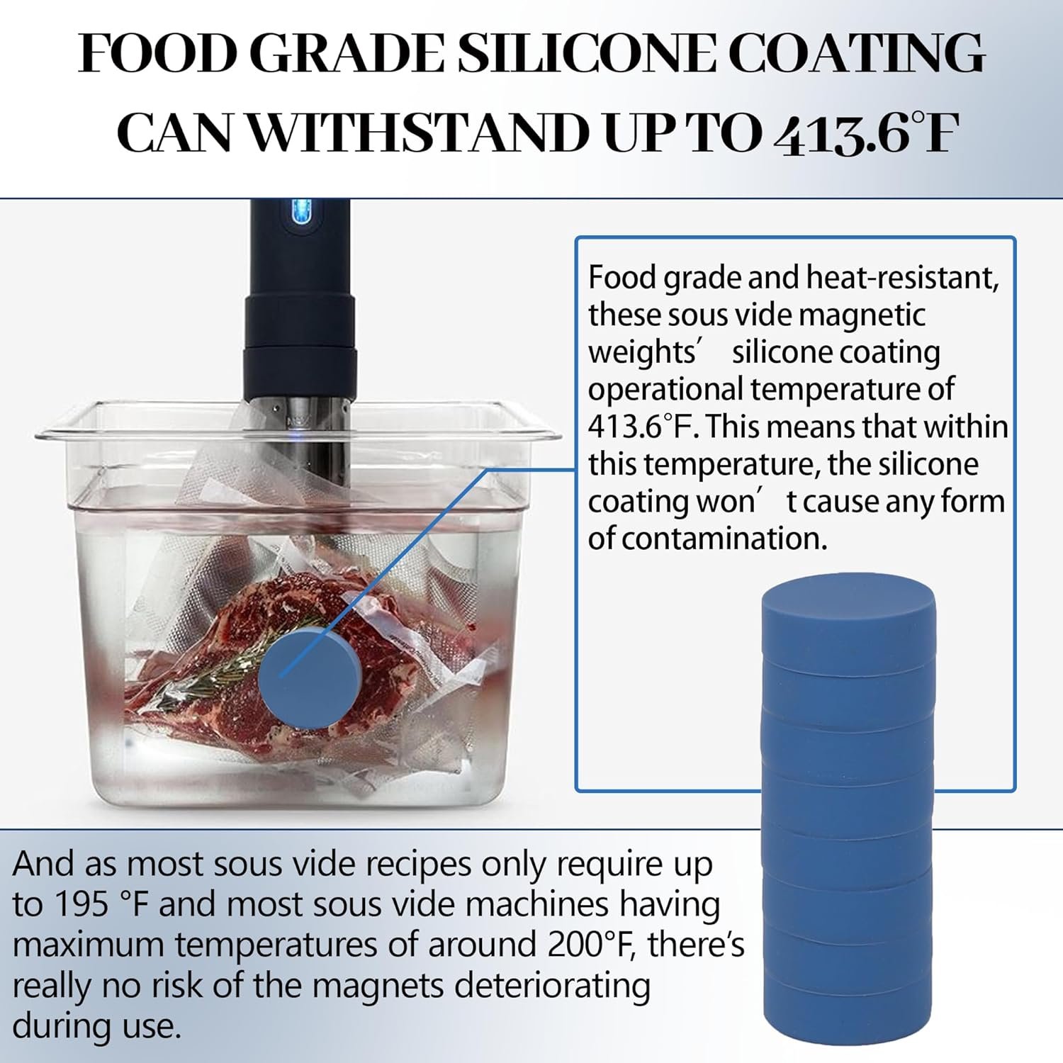 wholesale tongass 8-pack sous vide magnetical weights works on all sous vide machines, silicone-coated magnets for keeping bags submerged & prevent floating, powerful food safe weighted magnets for containers factory & supplier oem