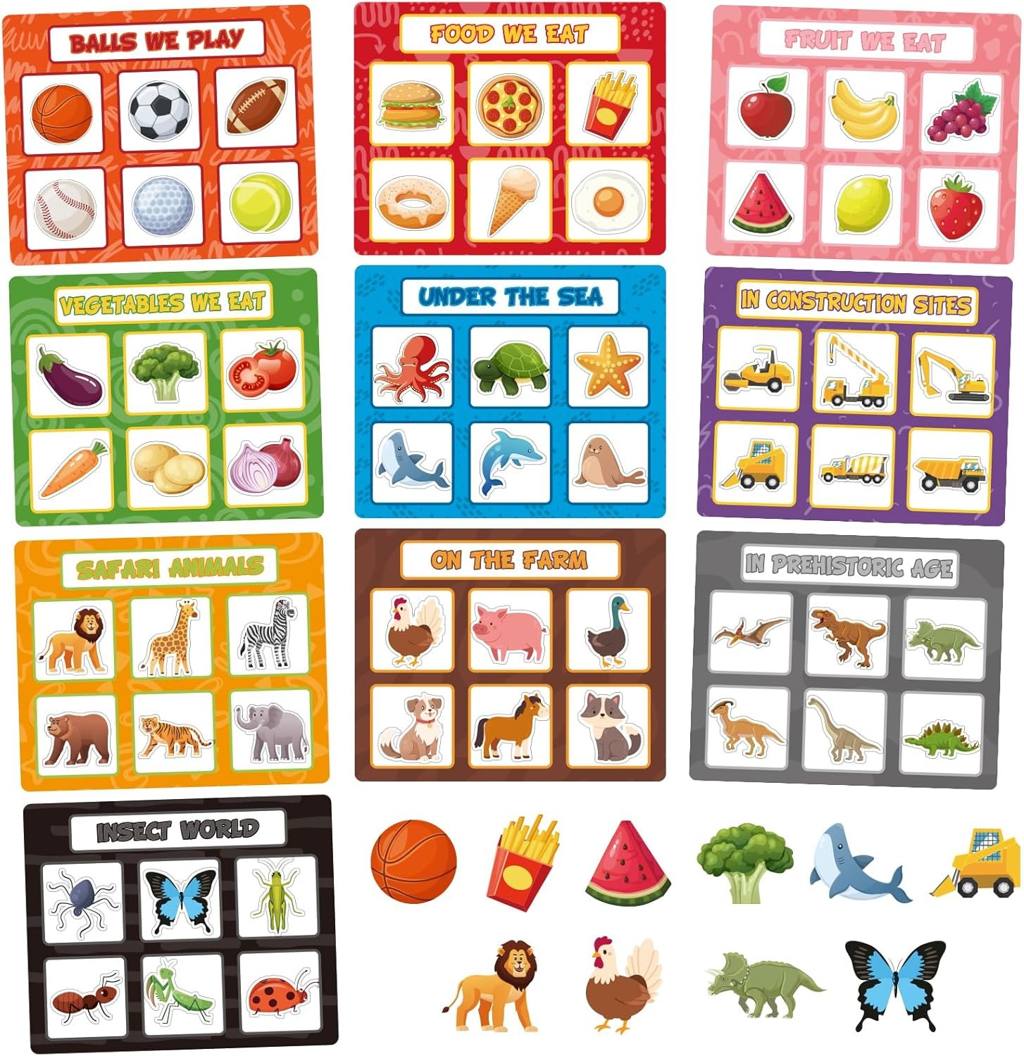 wholesale 10pcs magnetic color sorting set refrigerator magnets for kids, food football car dinosaur learning magnets for kids early education fine matching sorting sports preschool education gifts factory & supplier oem