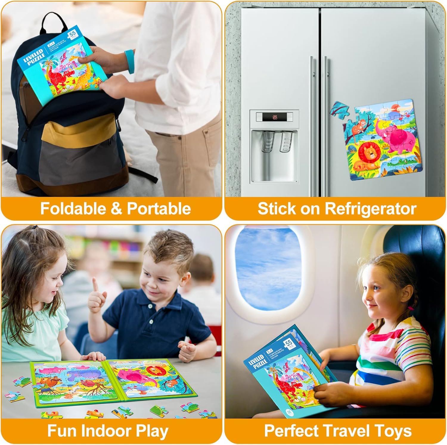 wholesale magnetic puzzles for kids ages 3-5, two-book set, dinosaur animal jigsaw puzzle magnet books travel games montessori preschool learning activities toddler toys for 3 4 5 6 year old boys girls factory & supplier oem