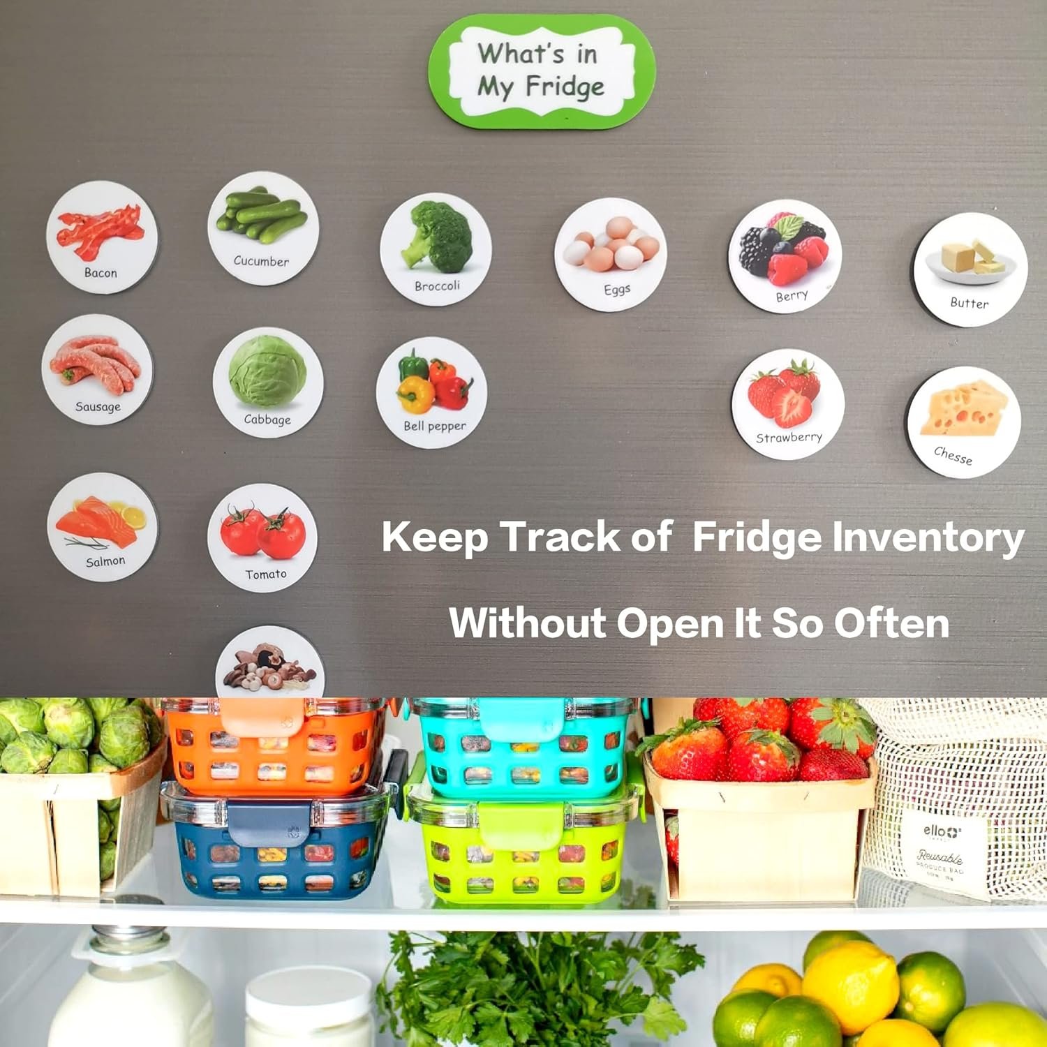 wholesale m morcart 93 food magnets for fridge - repeatable visual shopping list, refrigerator inventory easy tracking factory & supplier oem