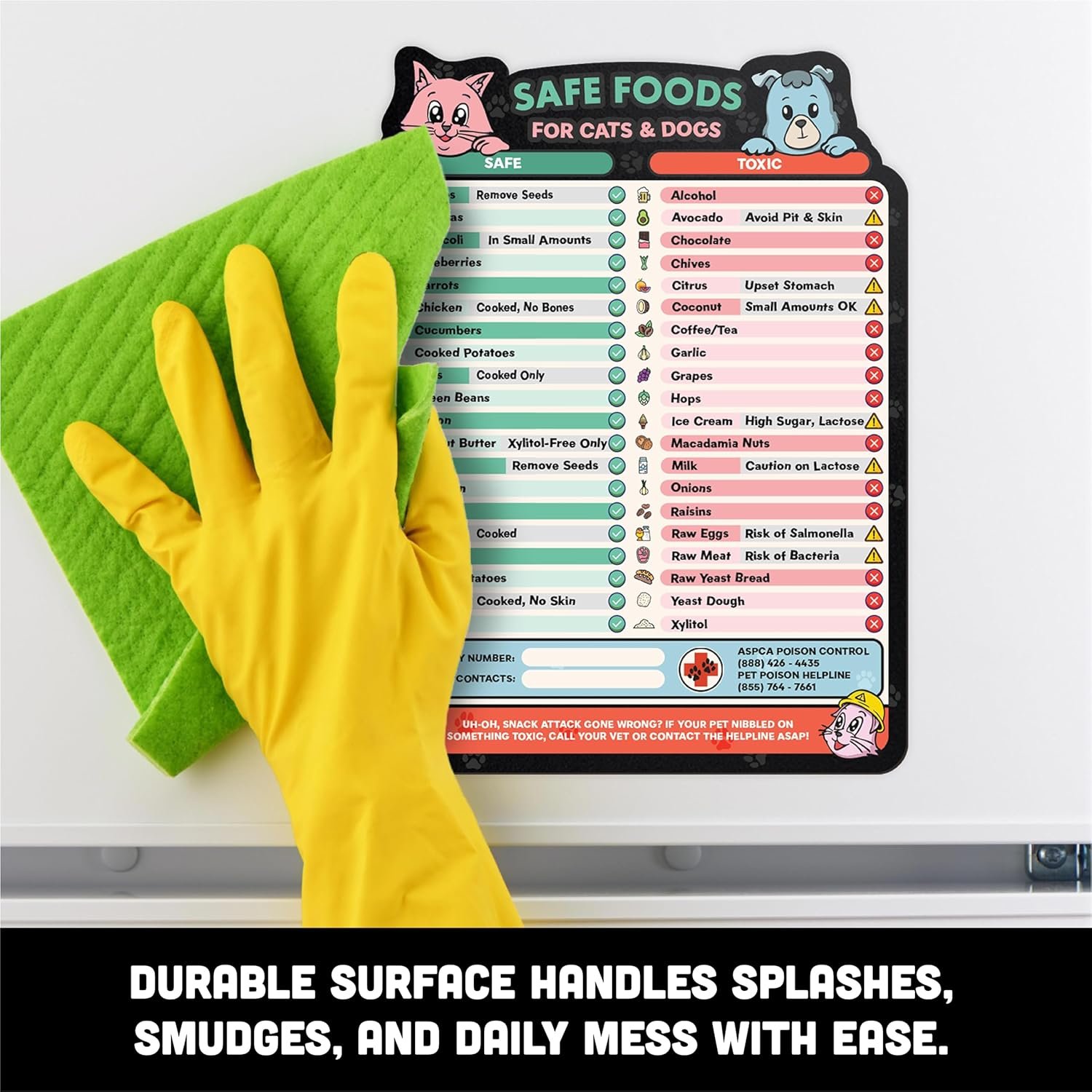 wholesale magnetic safe foods guide for dogs and cats | pet food safety magnet | cat & dog safety emergency numbers | 8.5