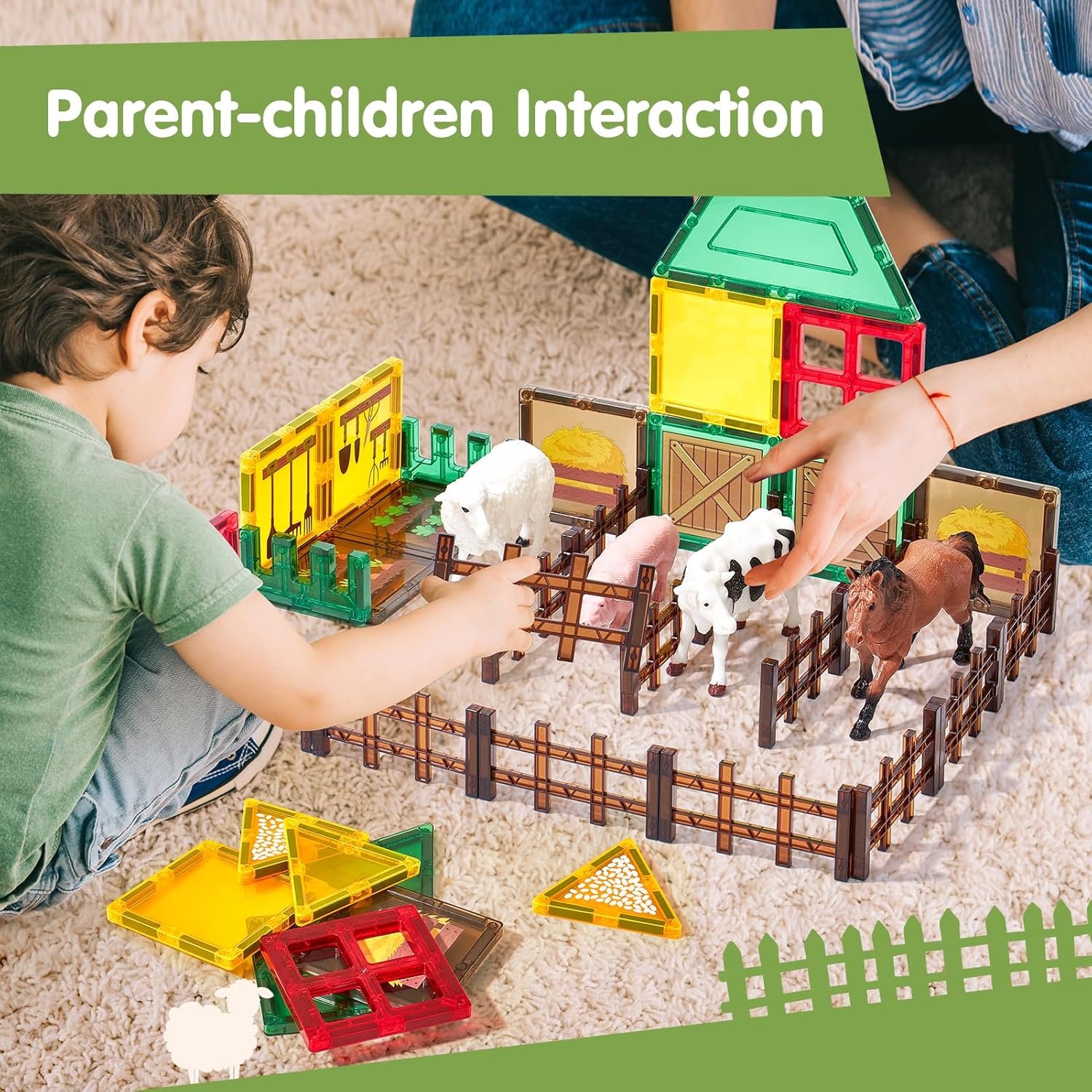 wholesale coco&friends magnetic tiles farm animals for toddlers kids ages 2-8 - magnetic blocks building stem toys for 3 year old girl boy birthday gift - montessori educational construction sensory magnet toys factory & supplier oem