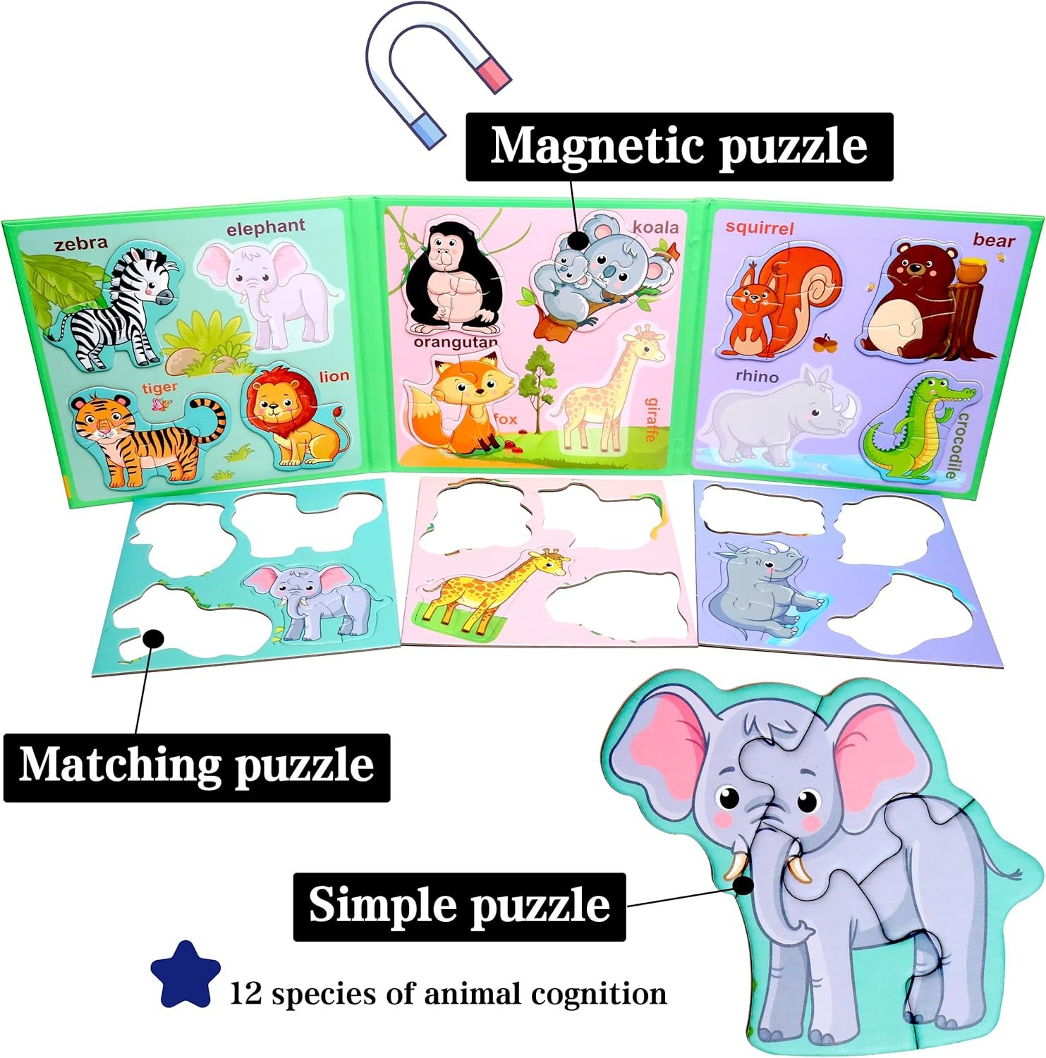 wholesale magnetic puzzles for kids ages 1-3, travel toddler puzzles ages 2-4 year, animal activities toy for boys & girls 3-5 yo - learning magnet gift for road trip factory & supplier oem