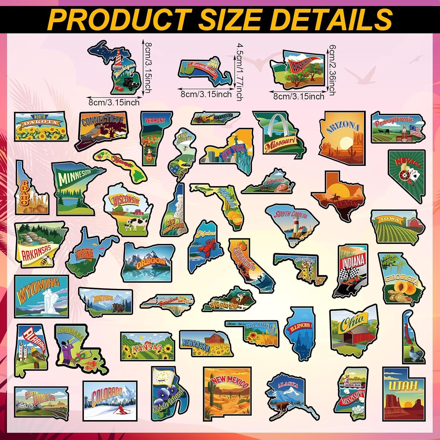 wholesale xuhal 50 pcs united states map fridge magnets usa souvenirs us individual state & province refrigerator magnets set for travel gift destination of states visited, will not fit to become a map factory & supplier oem