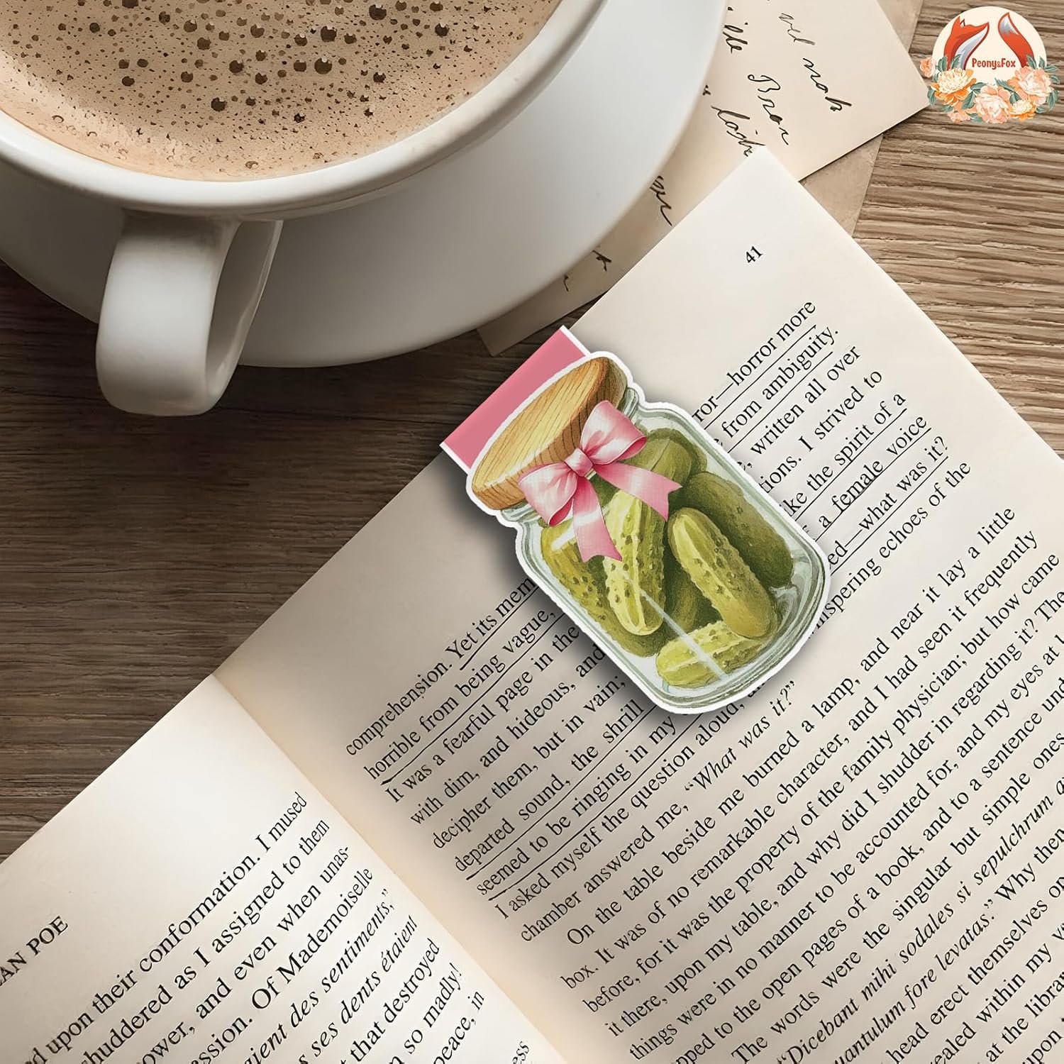 wholesale (2pcs) coquette pickle paper magnetic bookmark food book page markers gift for pickle lover reading lover nerd book addict bookish bookworm reader office stationery - size 3