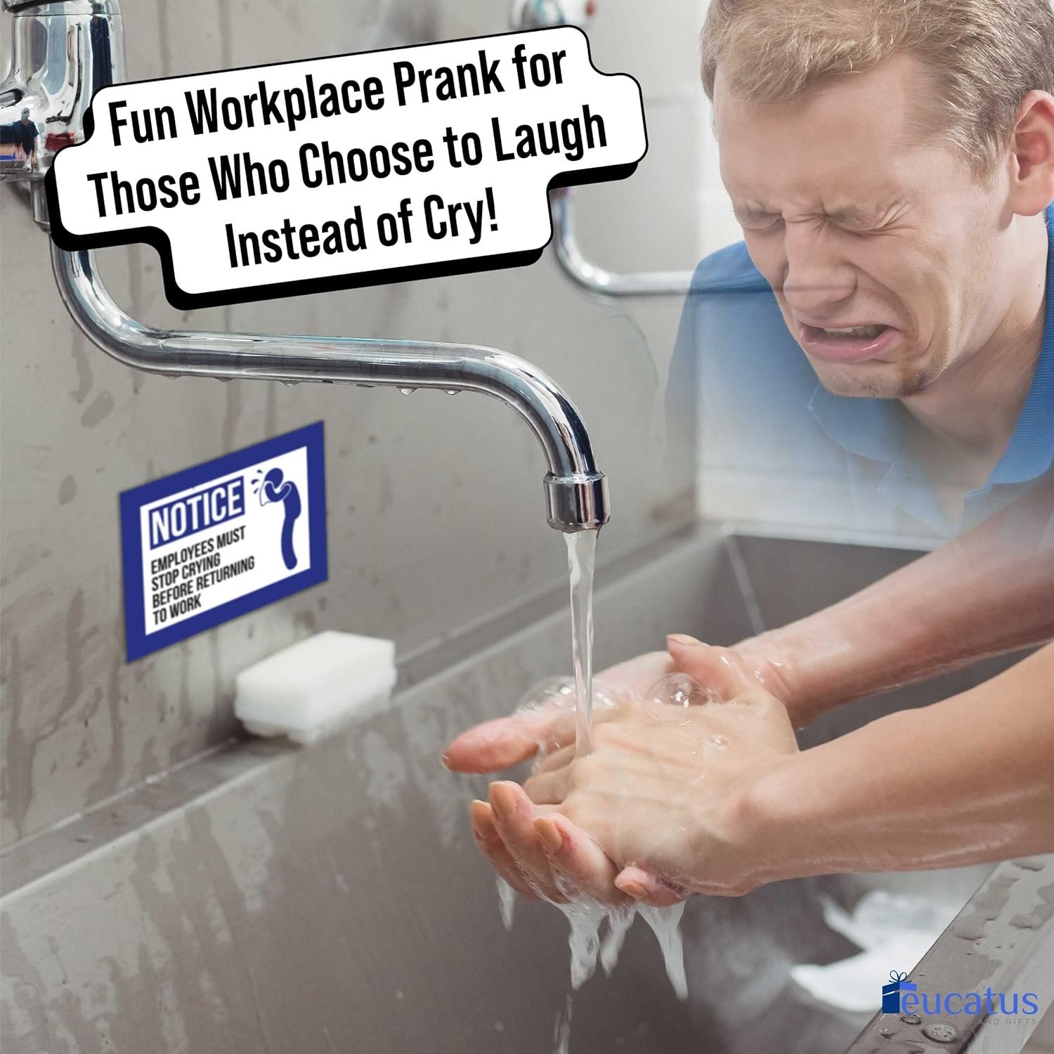 wholesale super funny, easy remove 3x4in employee notice magnet. employees must stop crying before returning to work hilarious fake business sign magnetic decal. add humor to office breakrooms, cubicles, desks! factory & supplier oem