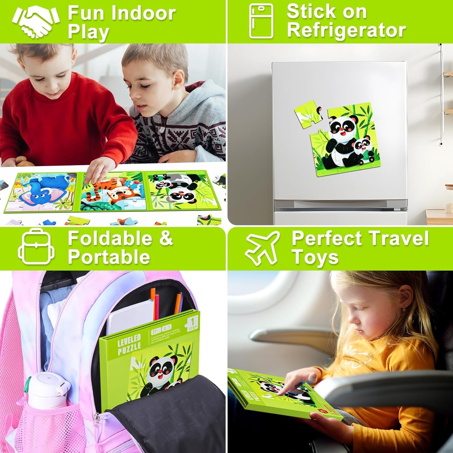 wholesale magnetic puzzles for toddler ages 3-5, 3 in 1 animals magnet puzzle book, montessori preschool learning toy, travel toys and travel games for 3-5 year olds boys and girls factory & supplier oem